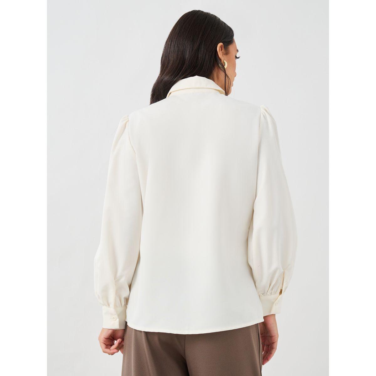 Styli Solid Balloon Sleeve Front Tie-Up Detail Shirt-women-clothing-shirtsandblouses-shirts-image-5