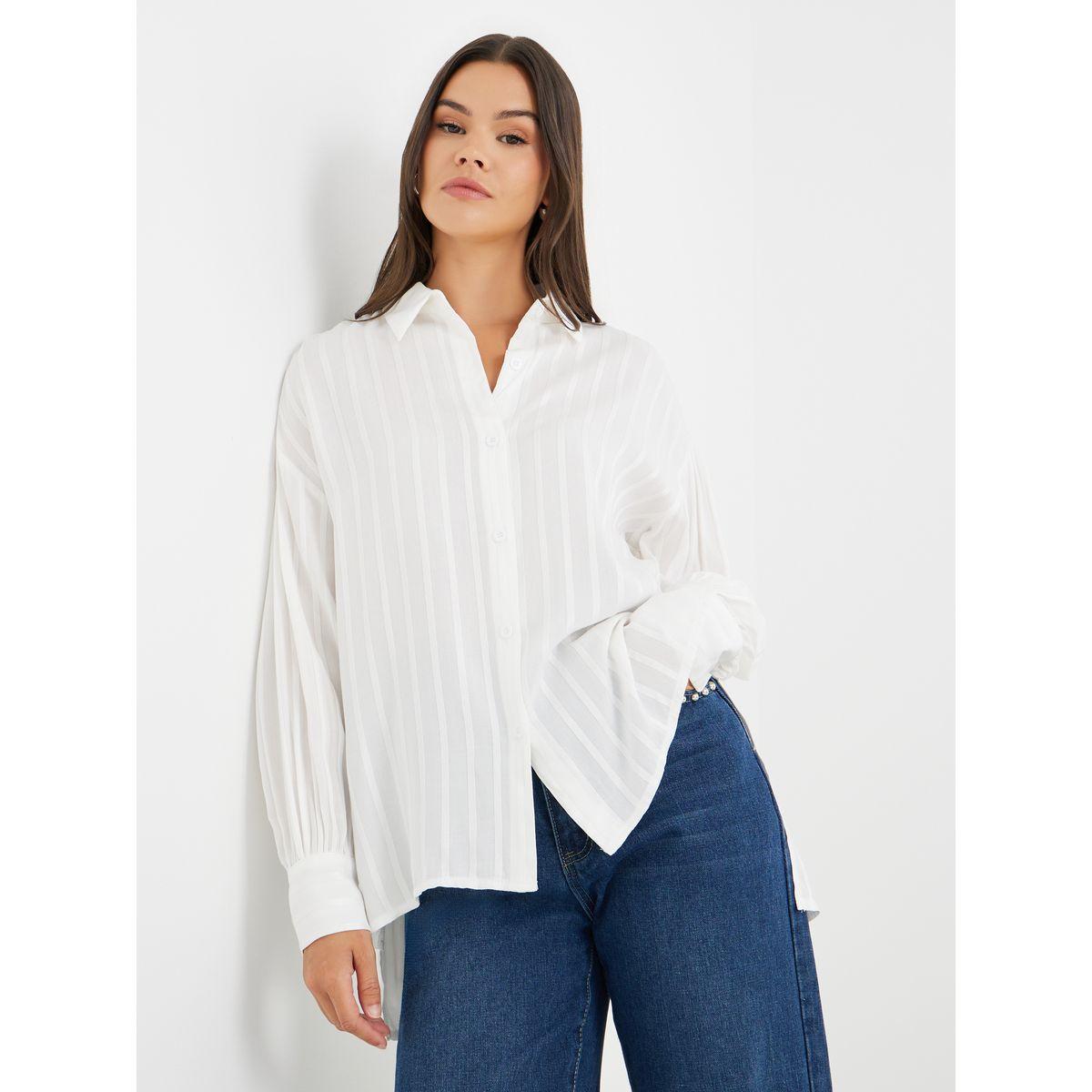 Styli Striped Long Sleeve Spread Collar Shirt-women-clothing-shirtsandblouses-shirts-image-1