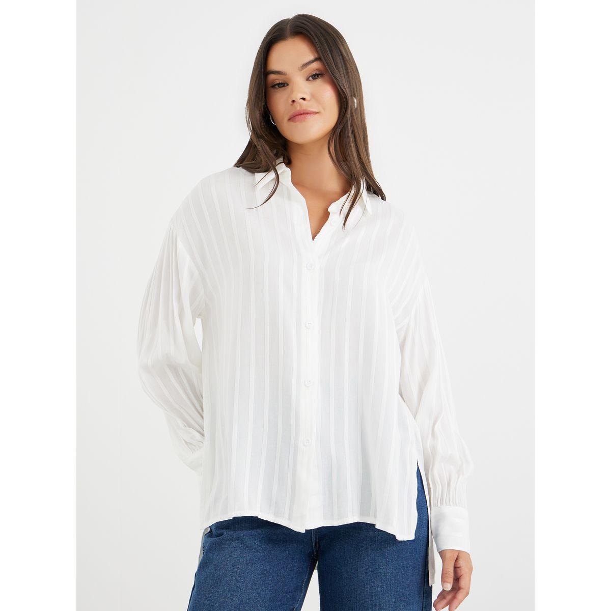 بلوزة مخططة بياقة سبريد وأكمام طويلة-women-clothing-shirtsandblouses-shirts-image-3