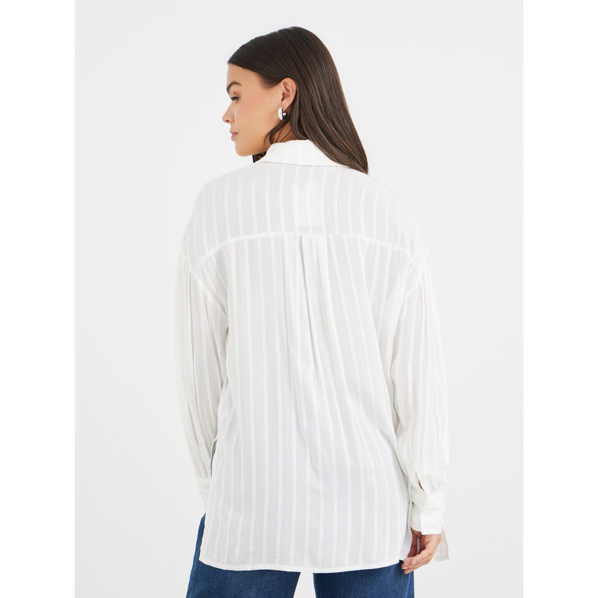 بلوزة مخططة بياقة سبريد وأكمام طويلة-women-clothing-shirtsandblouses-shirts-image-5