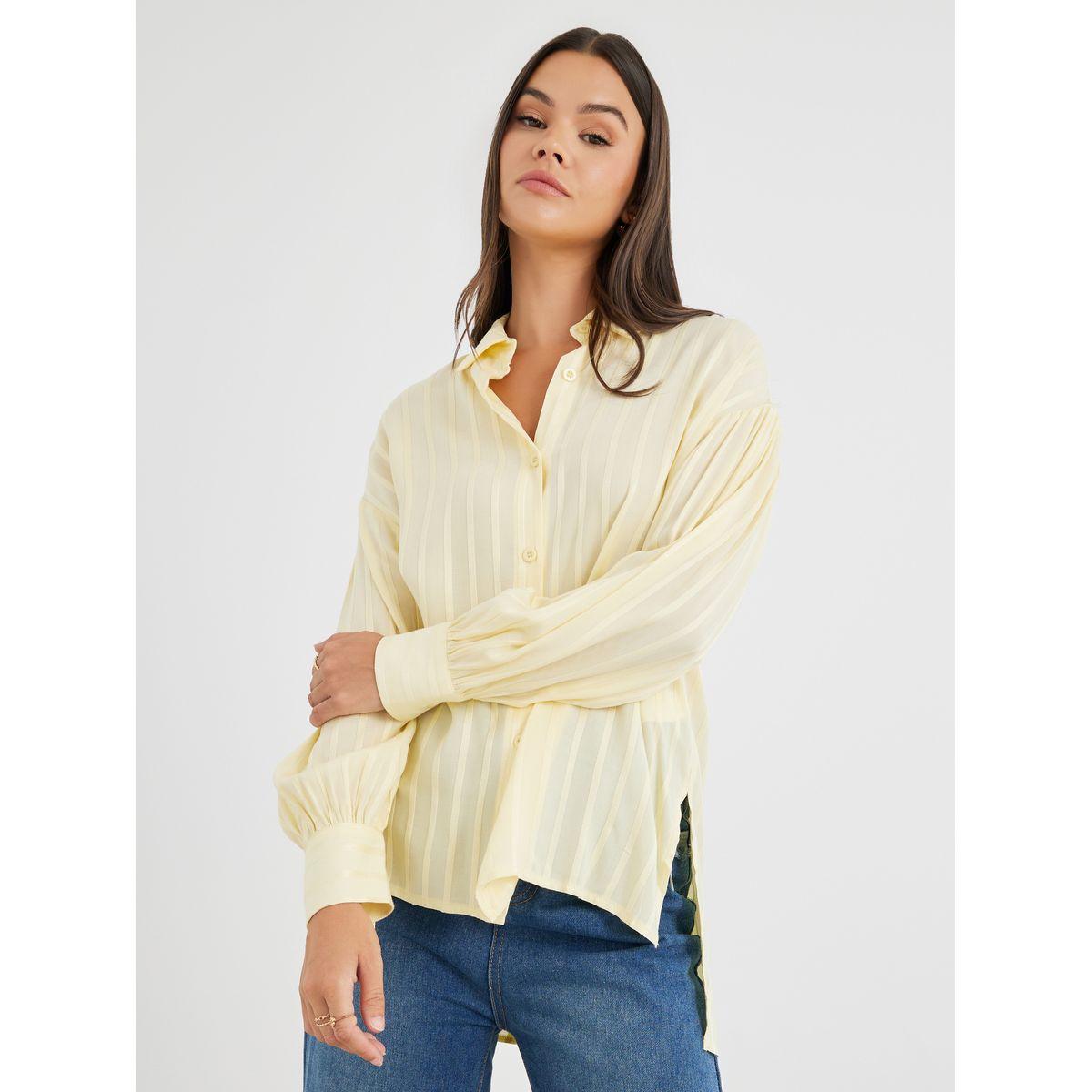 بلوزة مخططة بياقة سبريد وأكمام بالون-women-clothing-shirtsandblouses-shirts-image-3