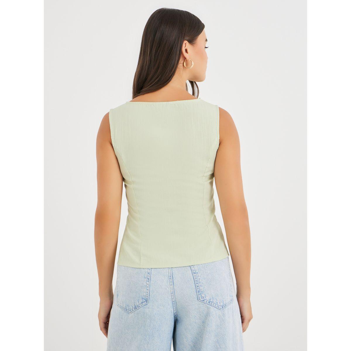 Styli Solid Buttoned Sleeveless Waistcoat-women-clothing-coatsandjackets-waistcoats-image-4