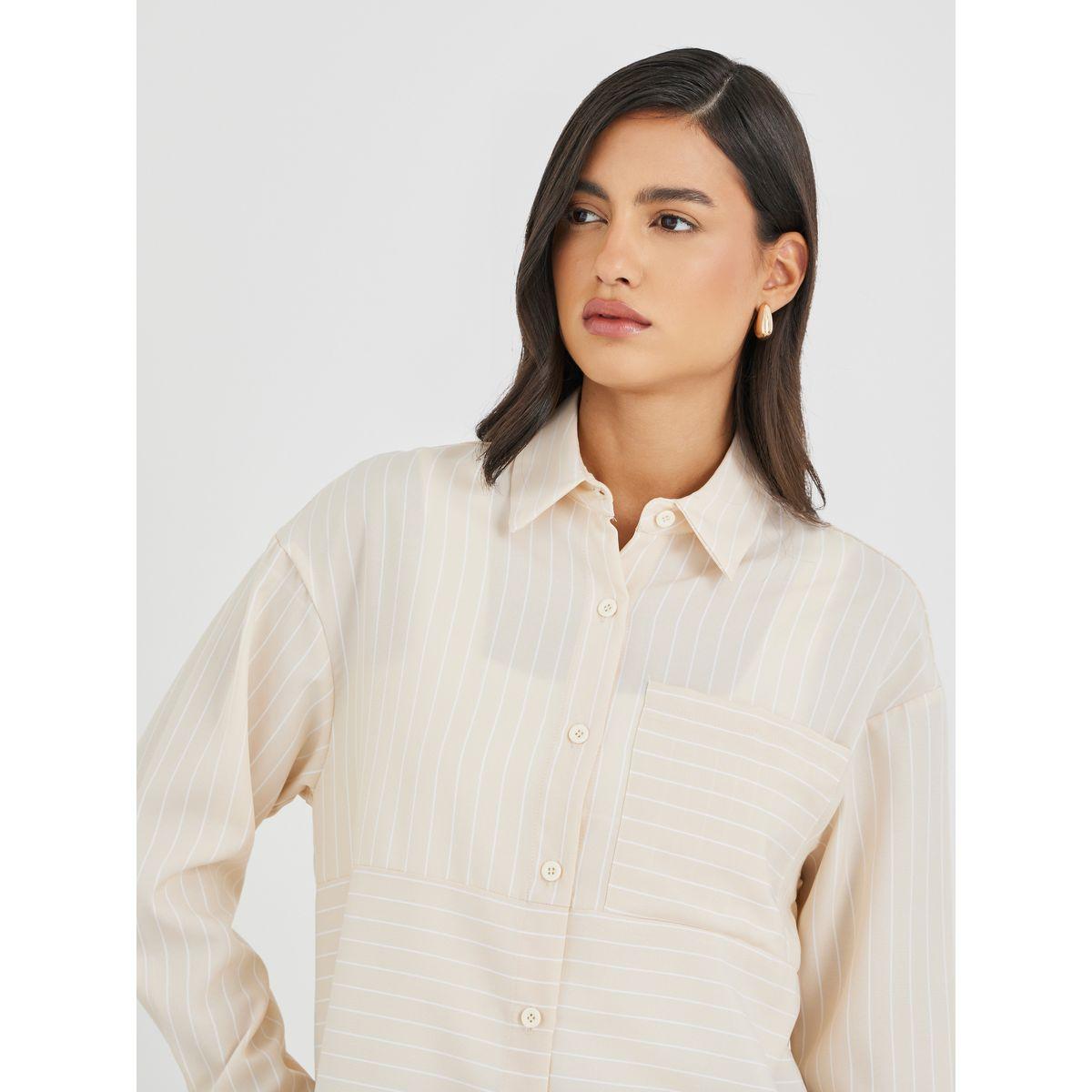 Styli Striped Long Sleeves Regular Fit Shirt with Pocket-women-clothing-shirtsandblouses-shirts-image-4