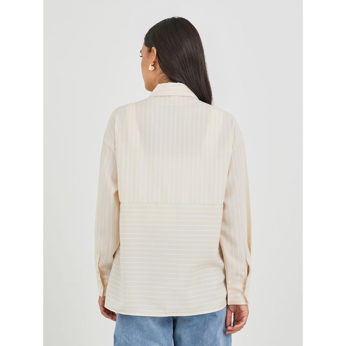 Styli Striped Long Sleeves Regular Fit Shirt with Pocket-women-clothing-shirtsandblouses-shirts-image-5