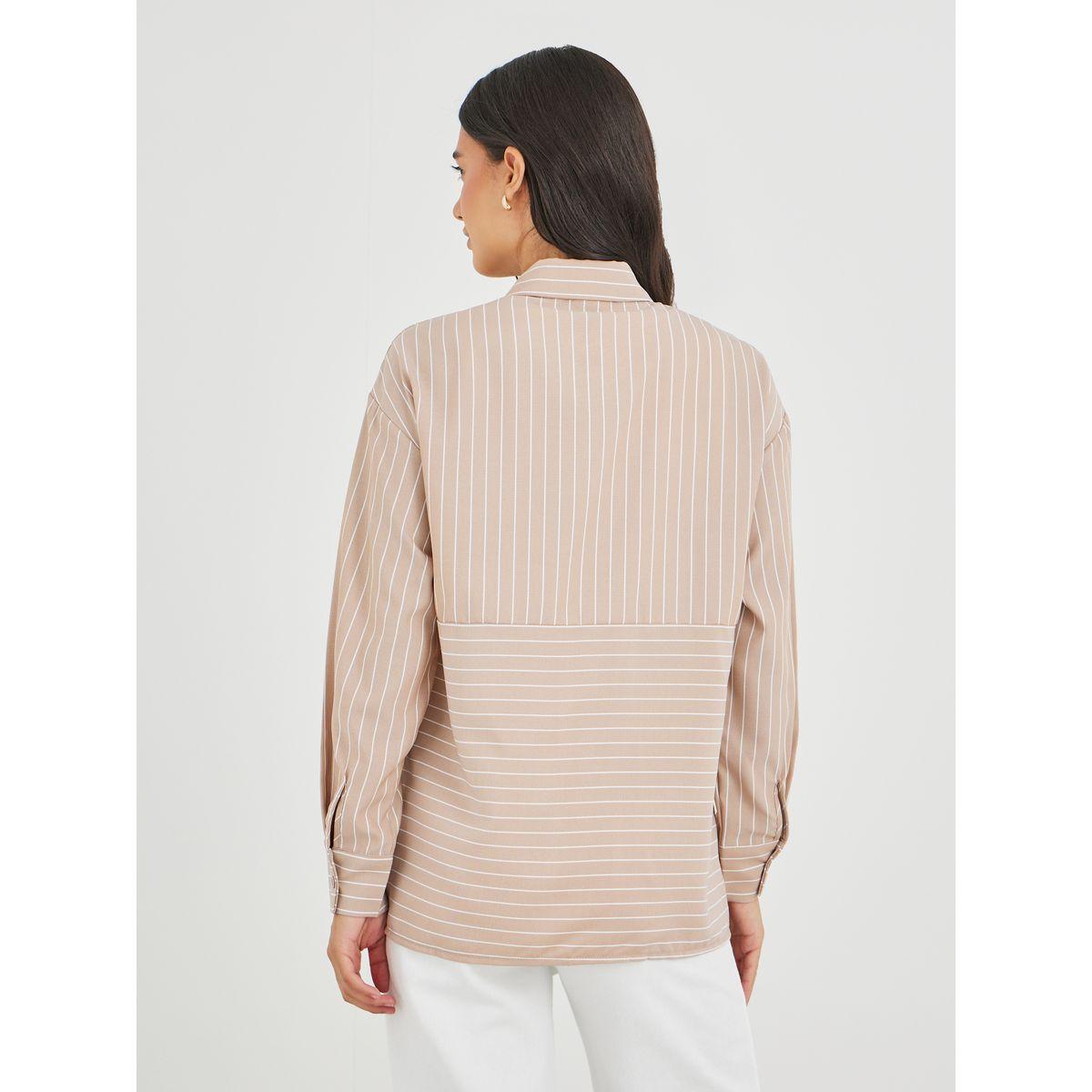 Styli Striped Longline Regular Fit Shirt with Pocket-women-clothing-shirtsandblouses-shirts-image-6