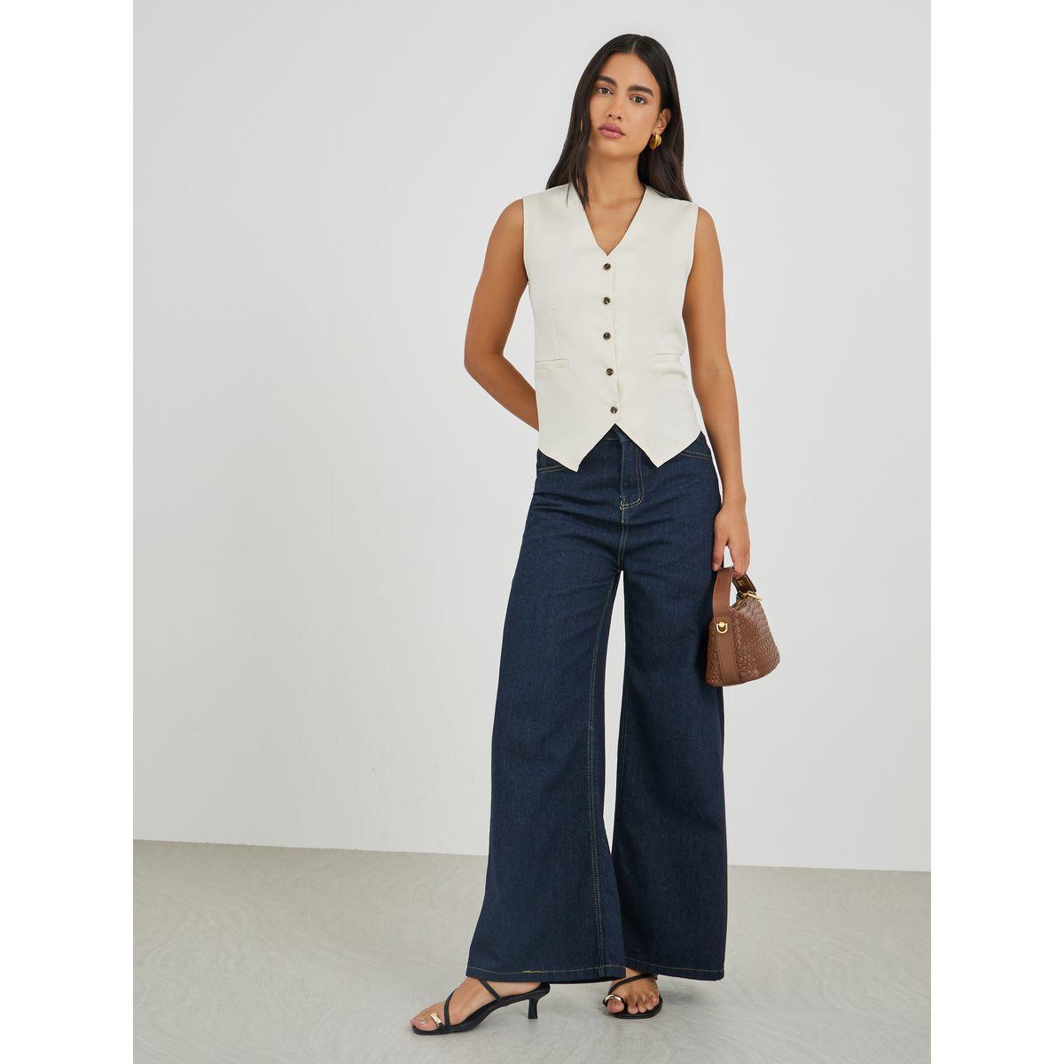 Styli Solid Sleeveless Buttoned Waistcoat-women-clothing-coatsandjackets-waistcoats-image-2