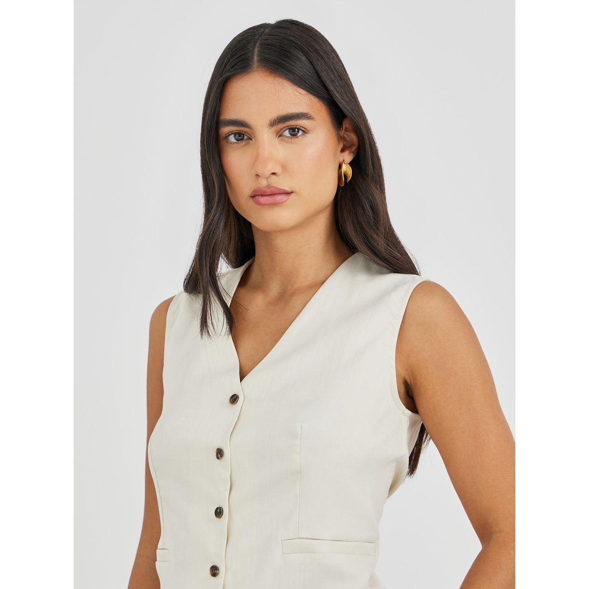 Styli Solid Sleeveless Buttoned Waistcoat-women-clothing-coatsandjackets-waistcoats-image-3