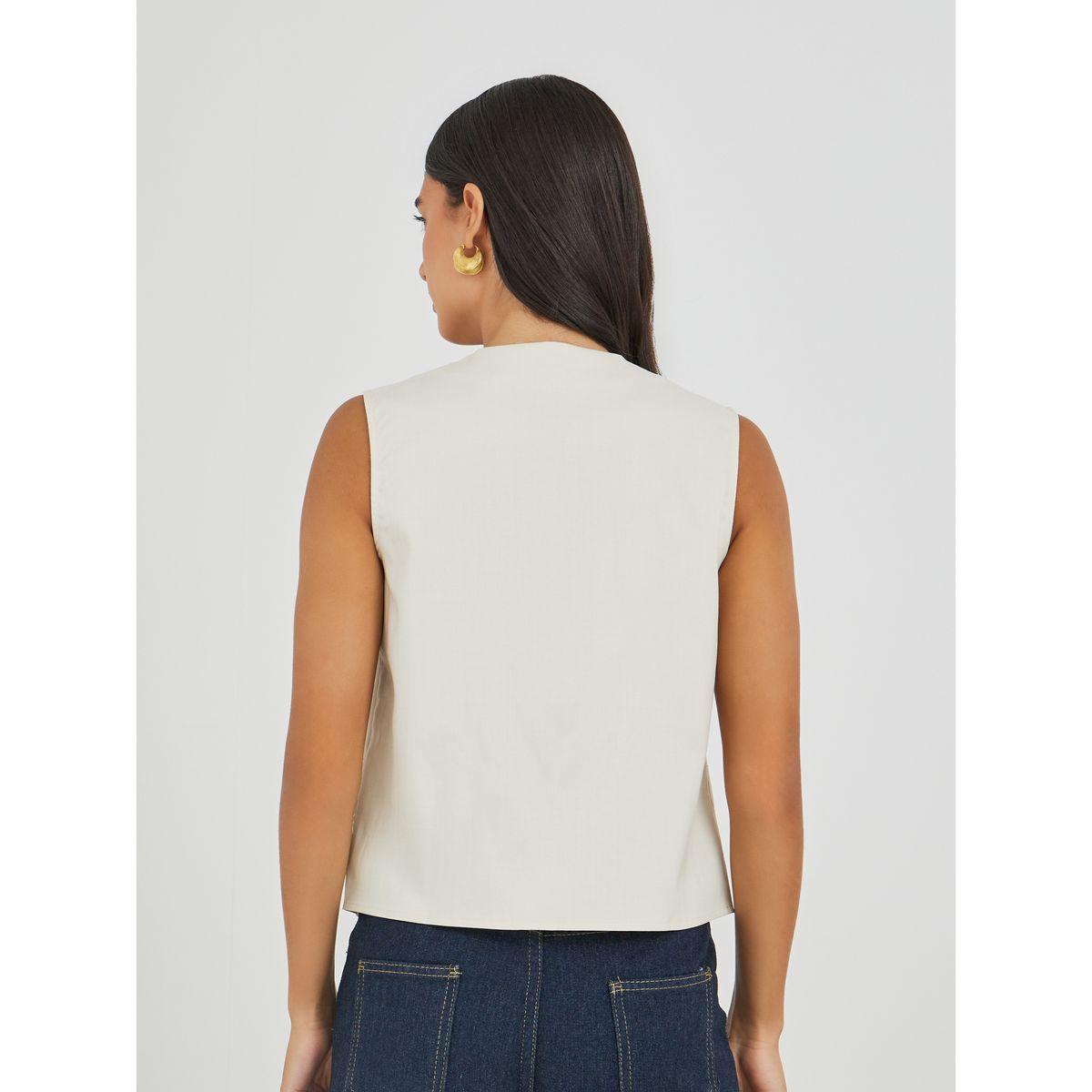 Styli Solid Sleeveless Buttoned Waistcoat-women-clothing-coatsandjackets-waistcoats-image-4