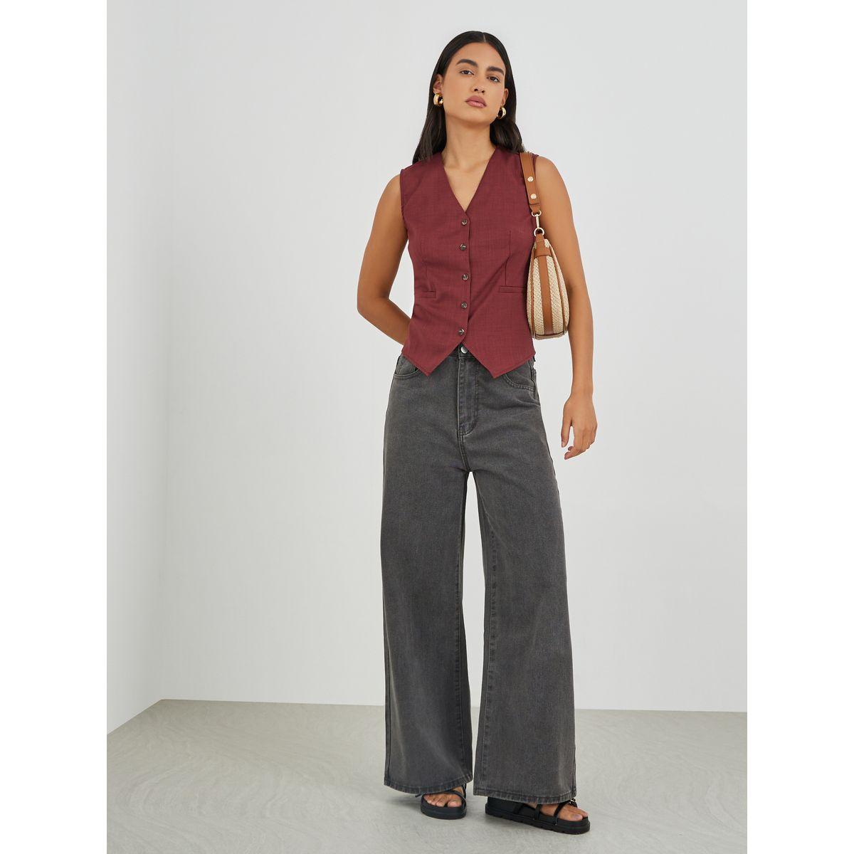 Styli Solid Buttoned Waistcoat-women-clothing-coatsandjackets-waistcoats-image-2