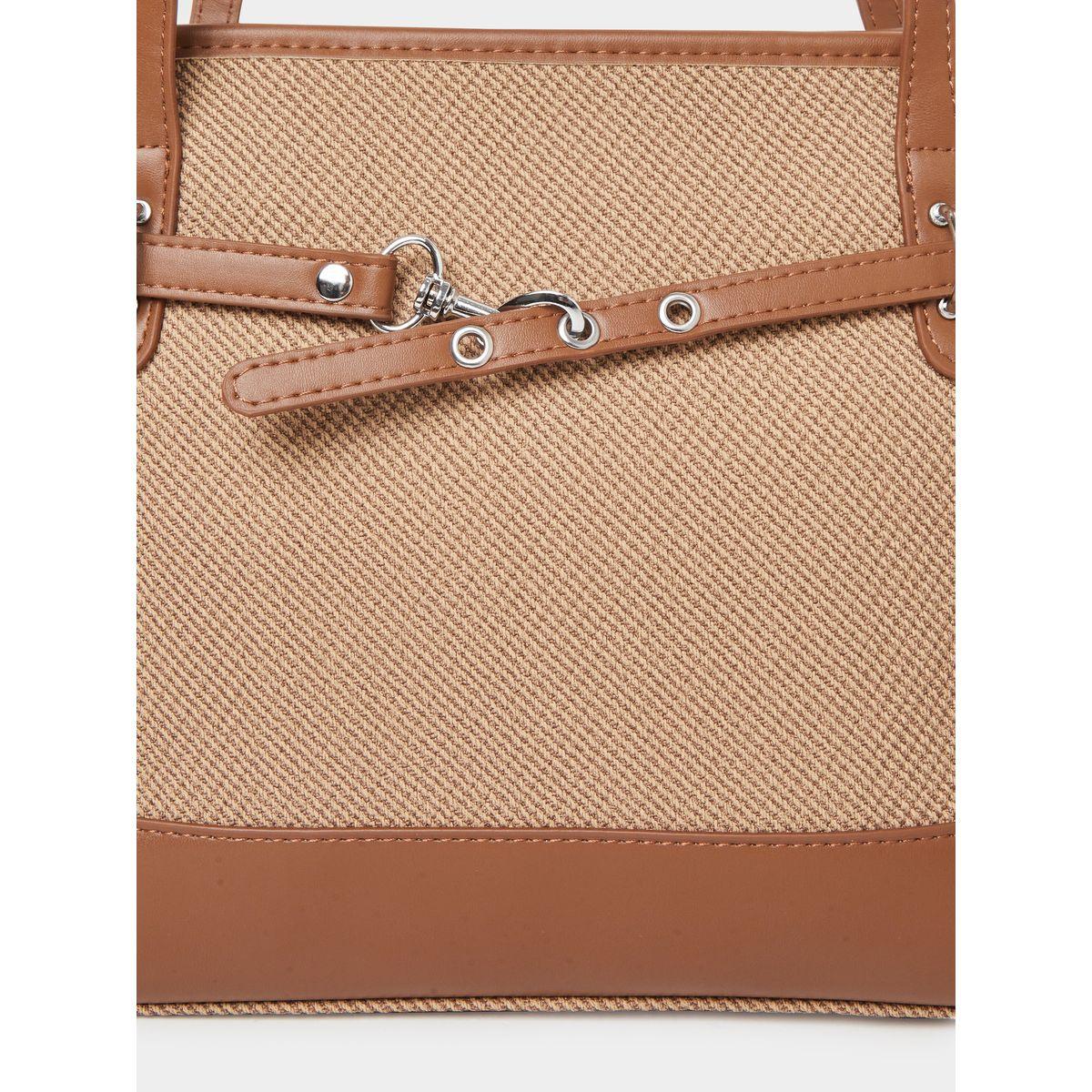Styli Belted Detail Tote Bag with Zip Closure-women-bagsandwallets-handbags-image-3