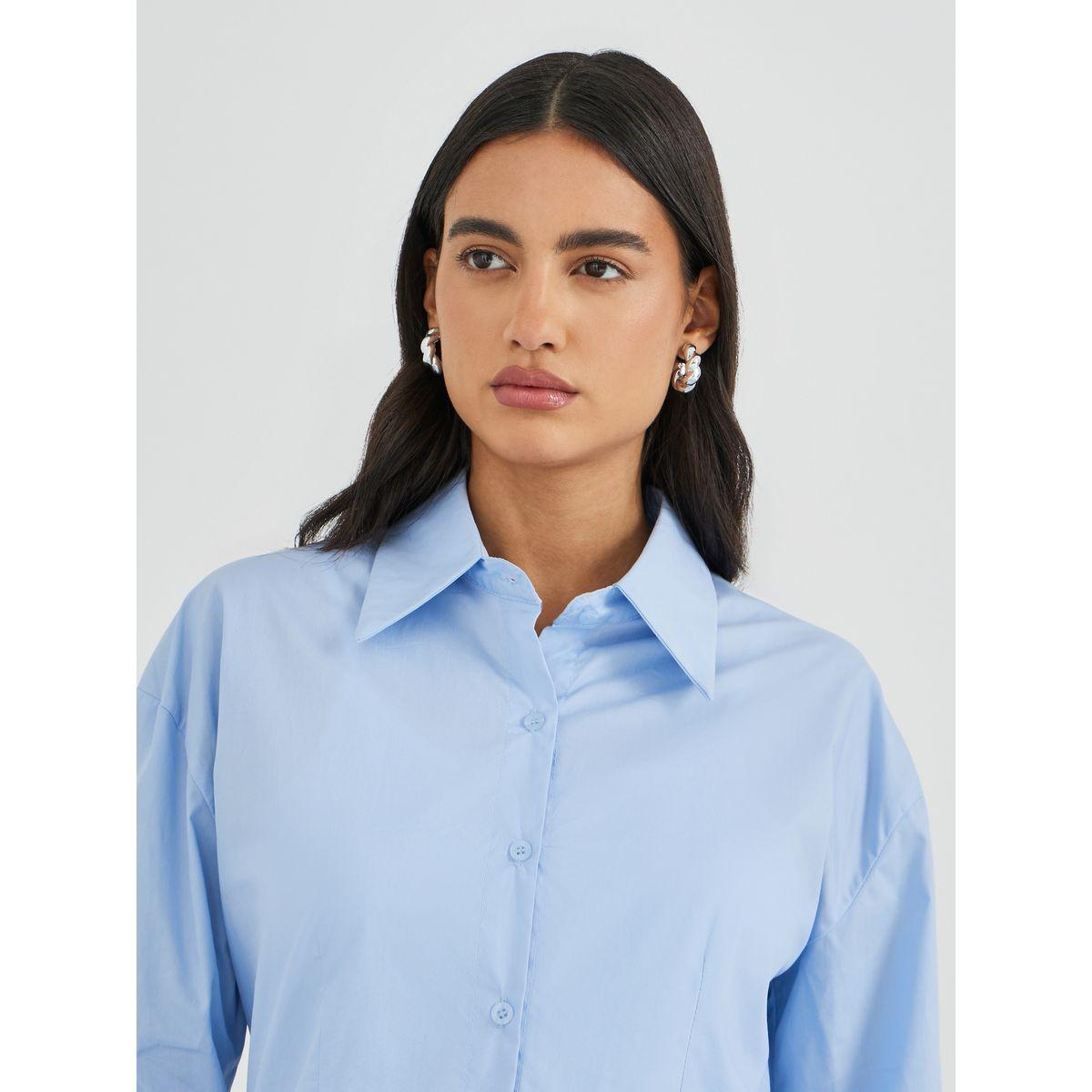 Styli Solid Spread Collar Long Sleeve Shirt-women-clothing-shirtsandblouses-shirts-image-4