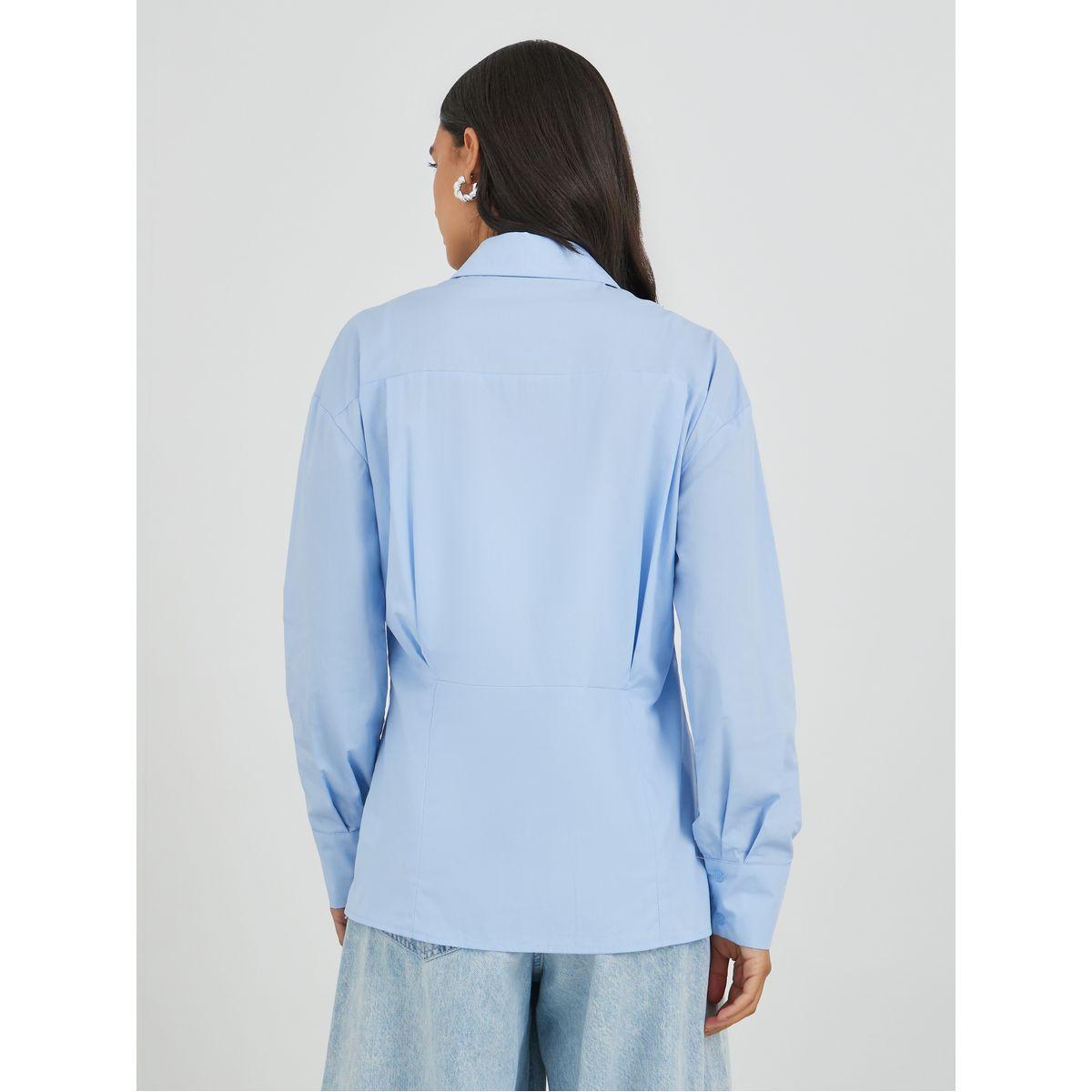 Styli Solid Spread Collar Long Sleeve Shirt-women-clothing-shirtsandblouses-shirts-image-5