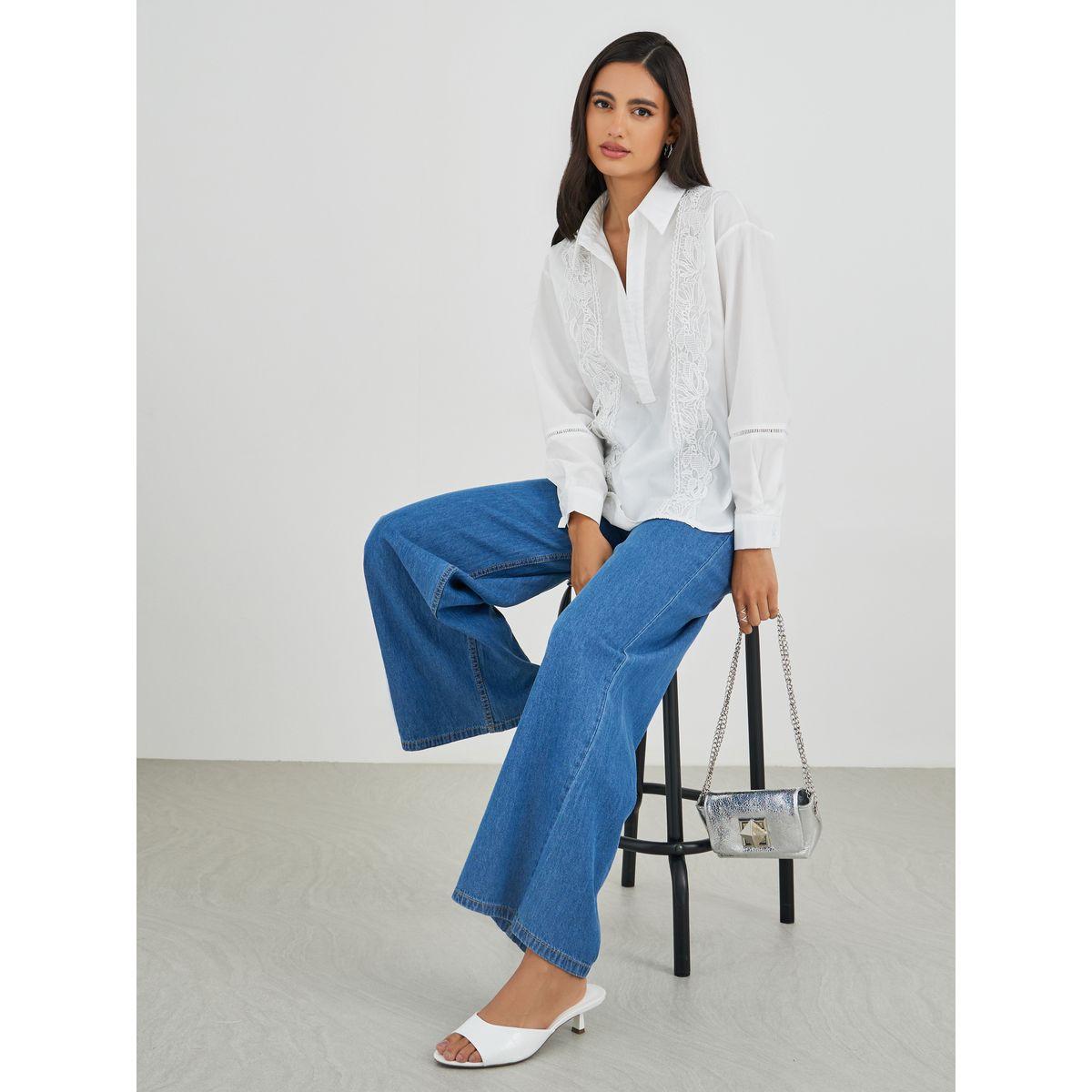 Styli Embroidered Long Sleeve Spread Collar Shirt-women-clothing-shirtsandblouses-shirts-image-2