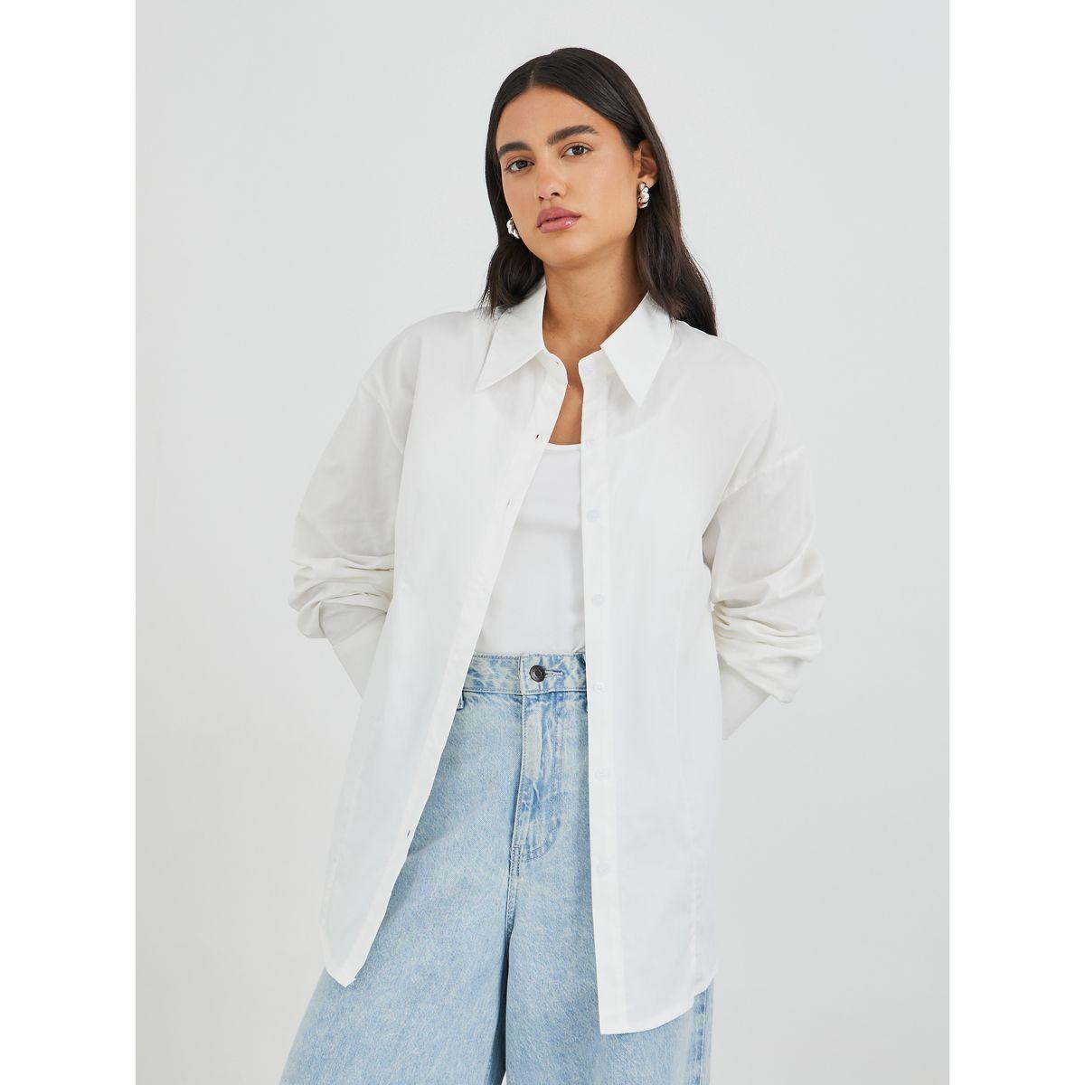 Styli Solid Spread Collar Long Sleeve Shirt-women-clothing-shirtsandblouses-shirts-image-1