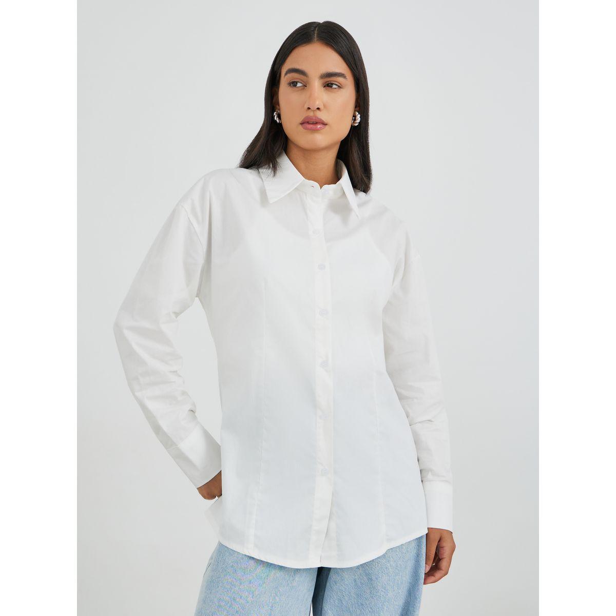 Styli Solid Spread Collar Long Sleeve Shirt-women-clothing-shirtsandblouses-shirts-image-2