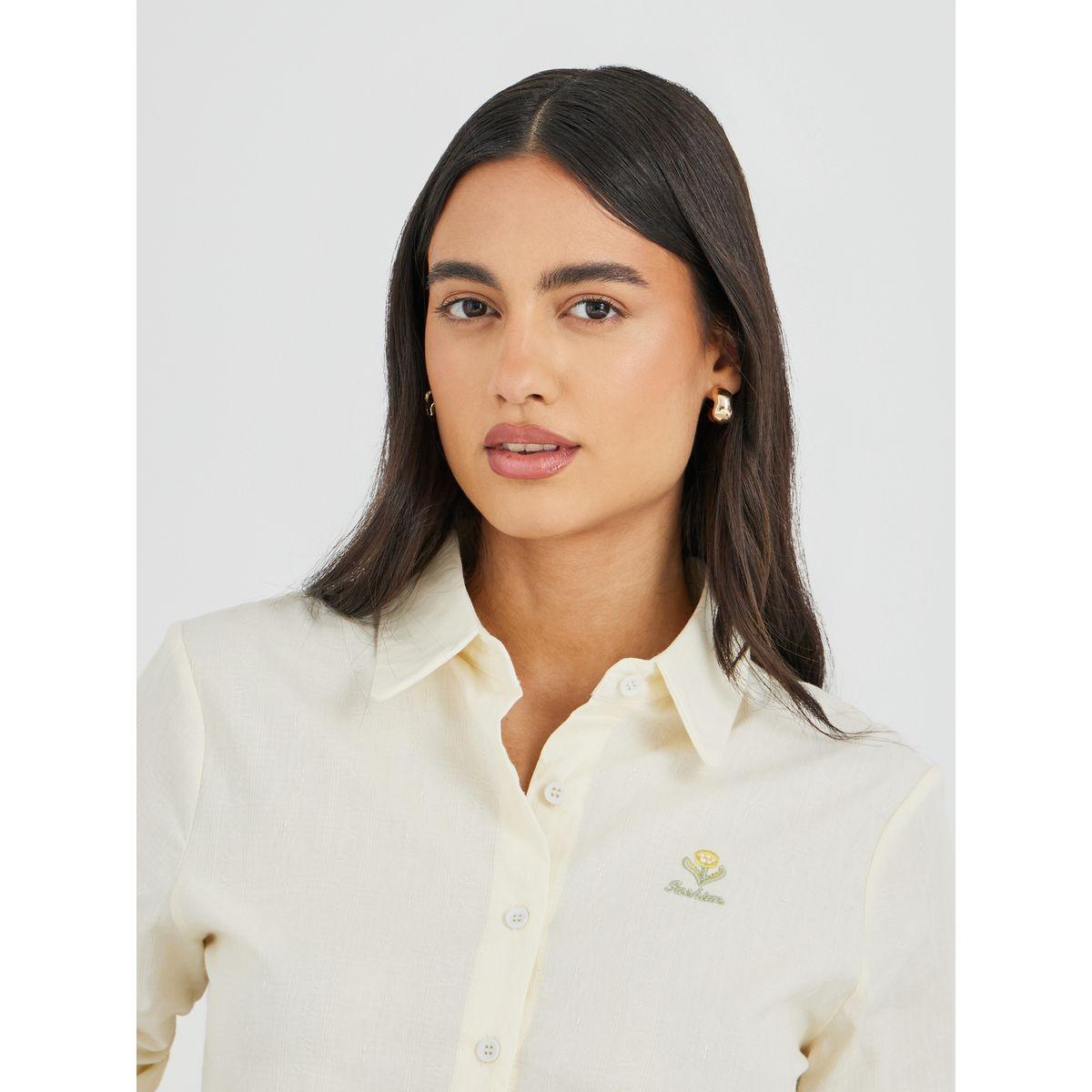 Styli Solid Spread Collar Long Sleeve Shirt-women-clothing-shirtsandblouses-shirts-image-3