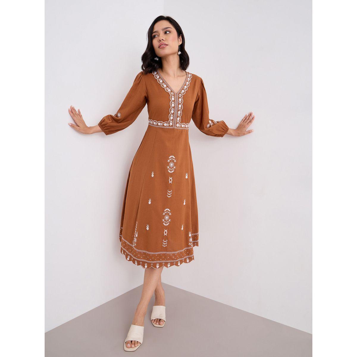 Styli Embroidered Balloon Sleeve A-Line Midi dress-women-clothing-dresses-image-6