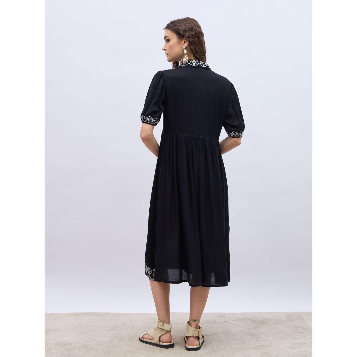 فستان ميدي بحافة واسعة وأكمام منفوخة-women-clothing-dresses-image-5