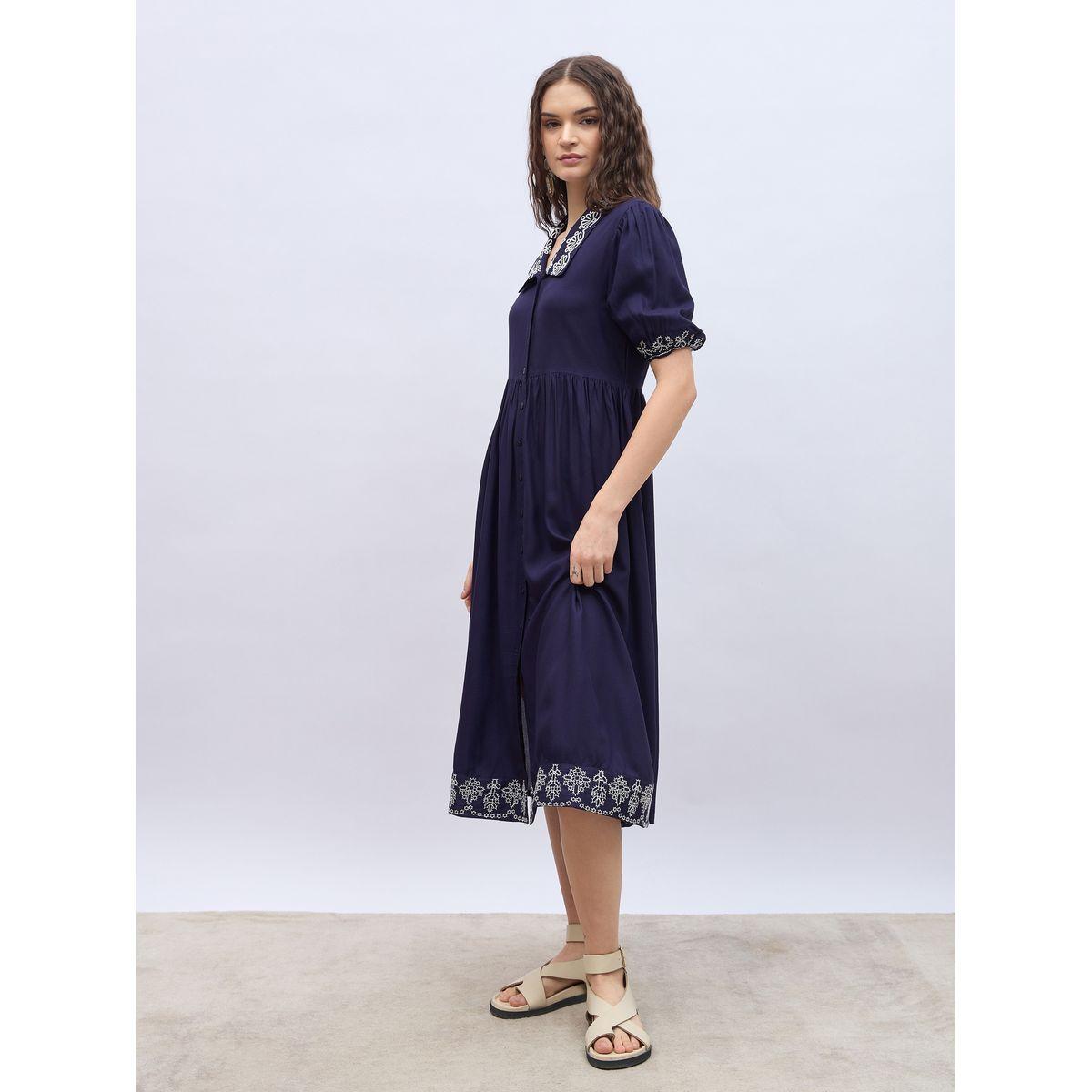 فستان ميدي بحافة واسعة وأكمام منفوخة-women-clothing-dresses-image-3