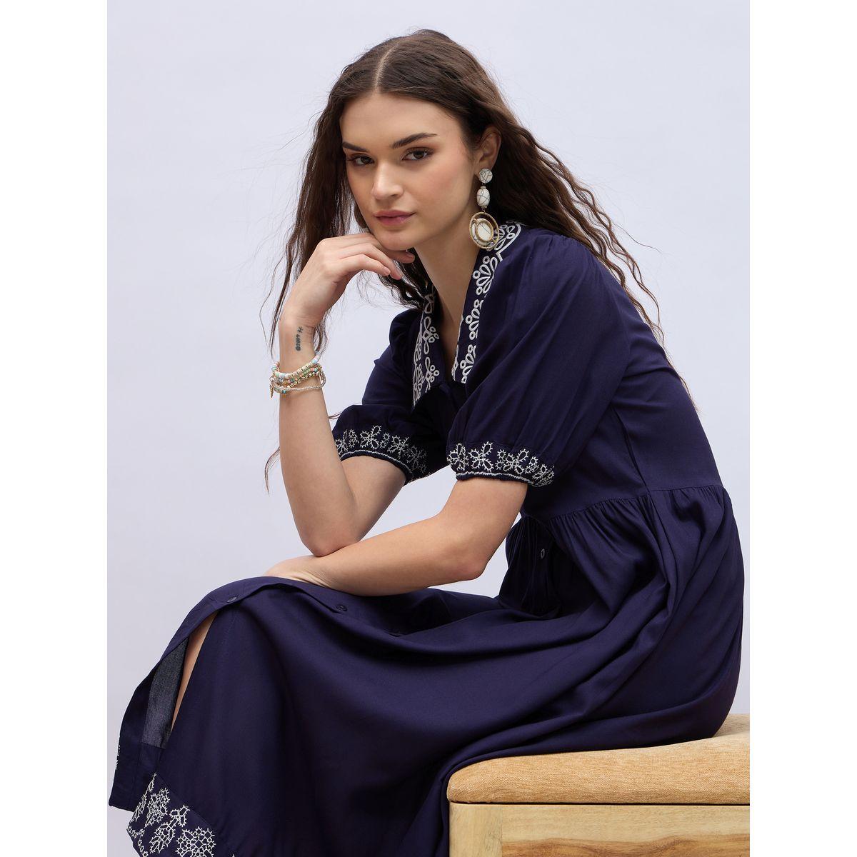 فستان ميدي بحافة واسعة وأكمام منفوخة-women-clothing-dresses-image-6