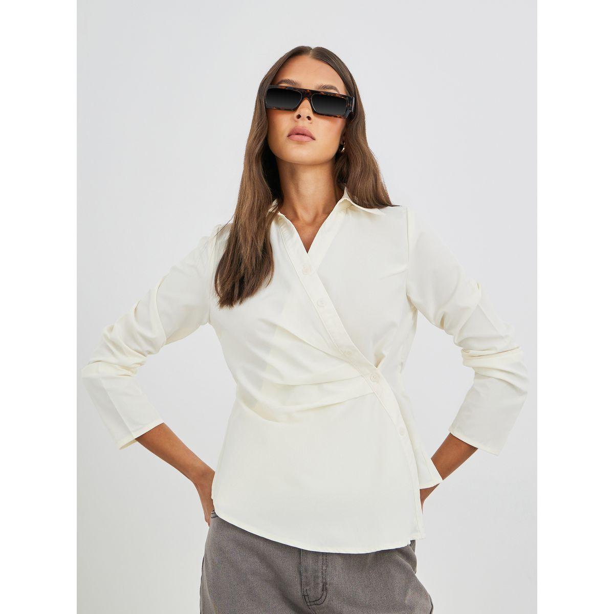 Styli Solid Wrap Long Sleeve Shirt-women-clothing-shirtsandblouses-shirts-image-1