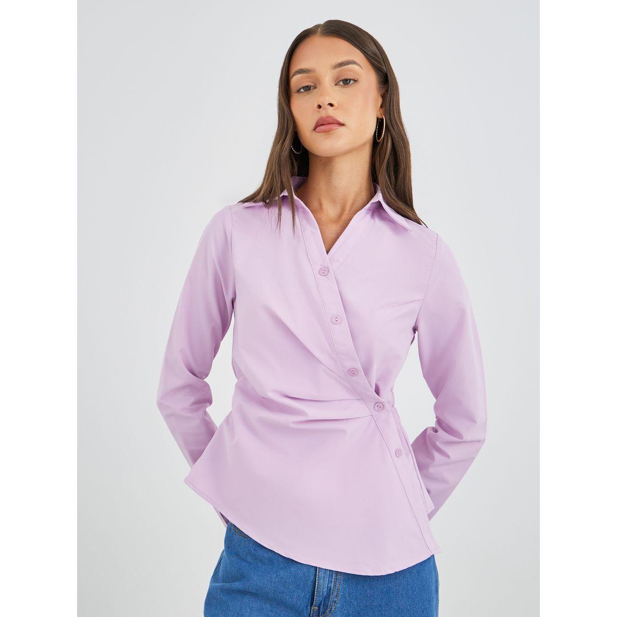 بلوزة سادة بنمط لف-women-clothing-shirtsandblouses-shirts-image-1