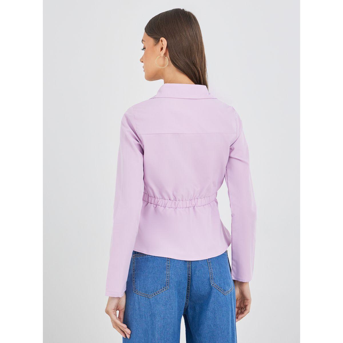 بلوزة سادة بنمط لف-women-clothing-shirtsandblouses-shirts-image-4