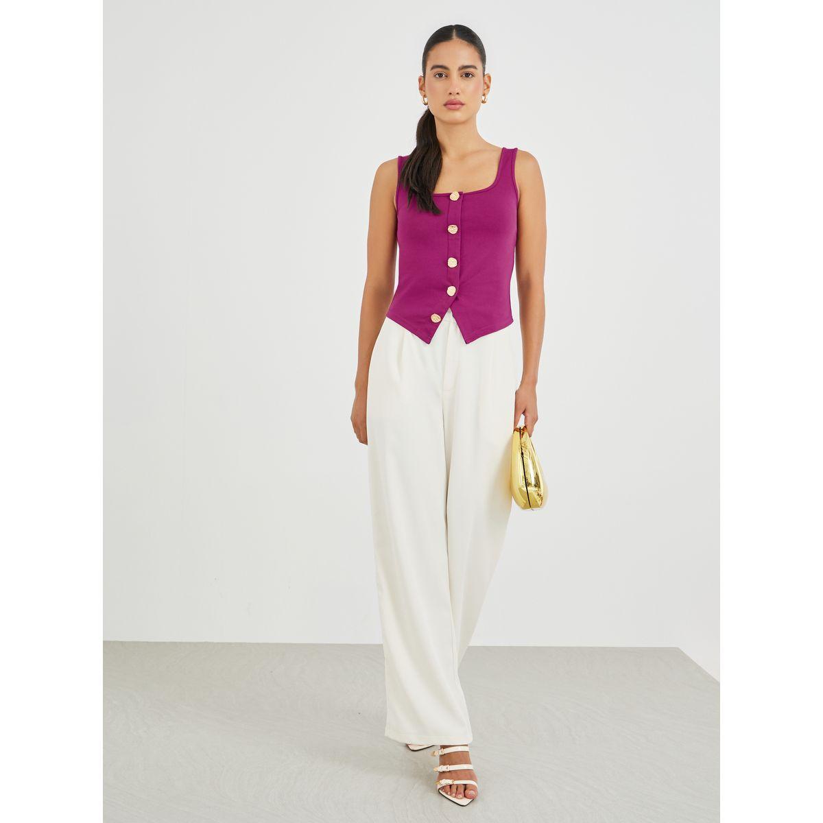 Styli Buttoned Square Neck Sleeveless Top-women-clothing-shirtsandblouses-blouses-image-2