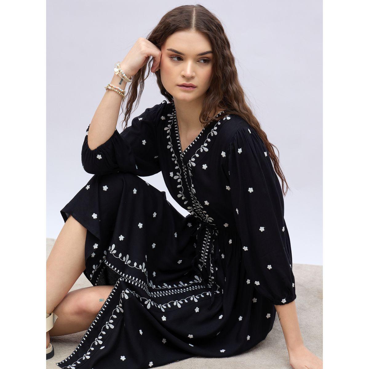 فستان ميدي بحافة واسعة وأكمام بالون-women-clothing-dresses-image-6