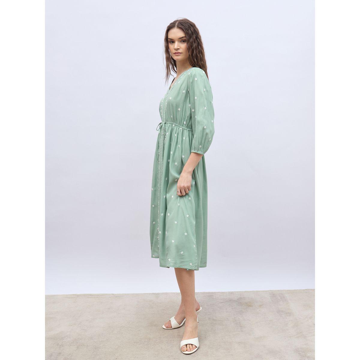 Styli Embroidered Balloon Sleeve A-Line Midi Dress-women-clothing-dresses-image-3