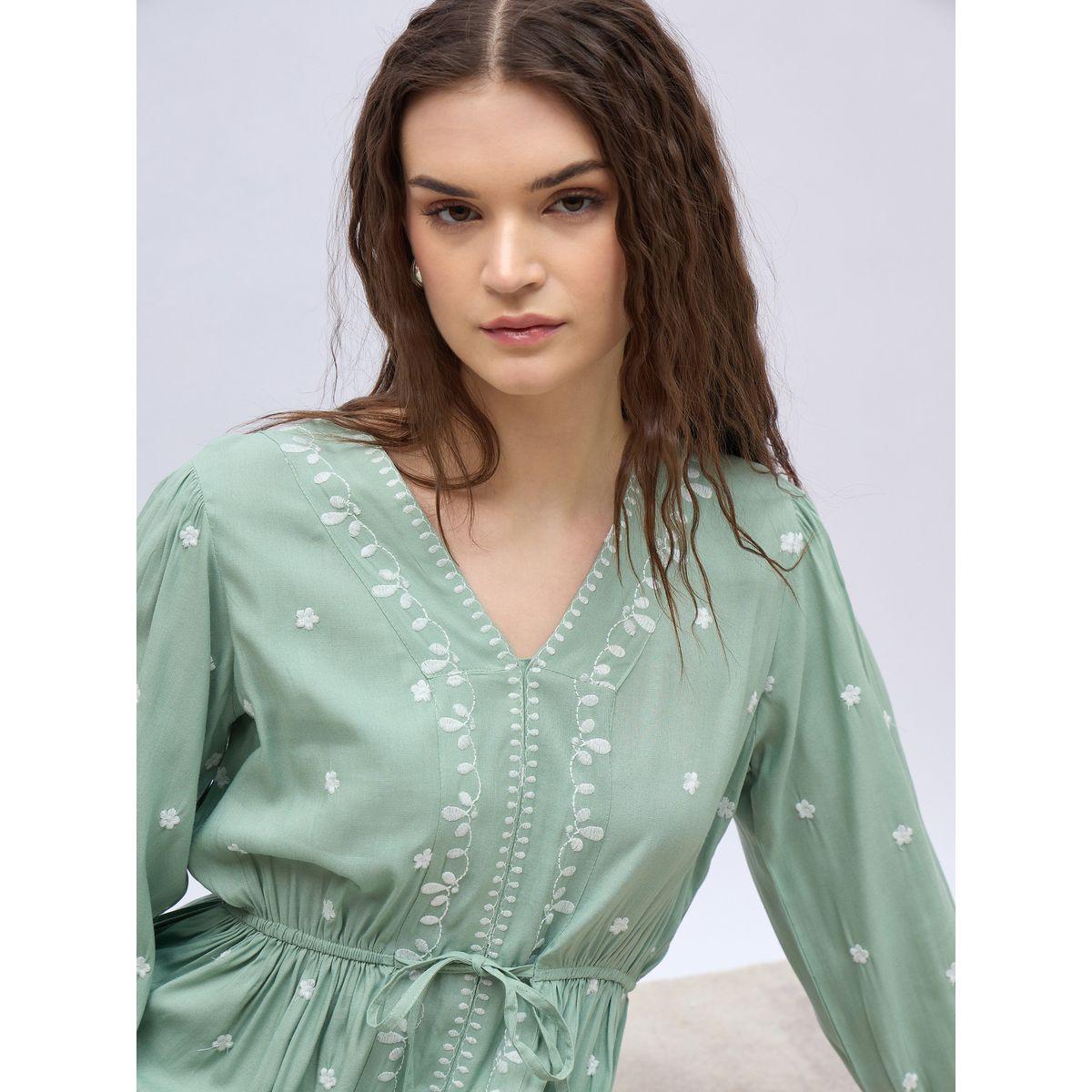 Styli Embroidered Balloon Sleeve A-Line Midi Dress-women-clothing-dresses-image-4