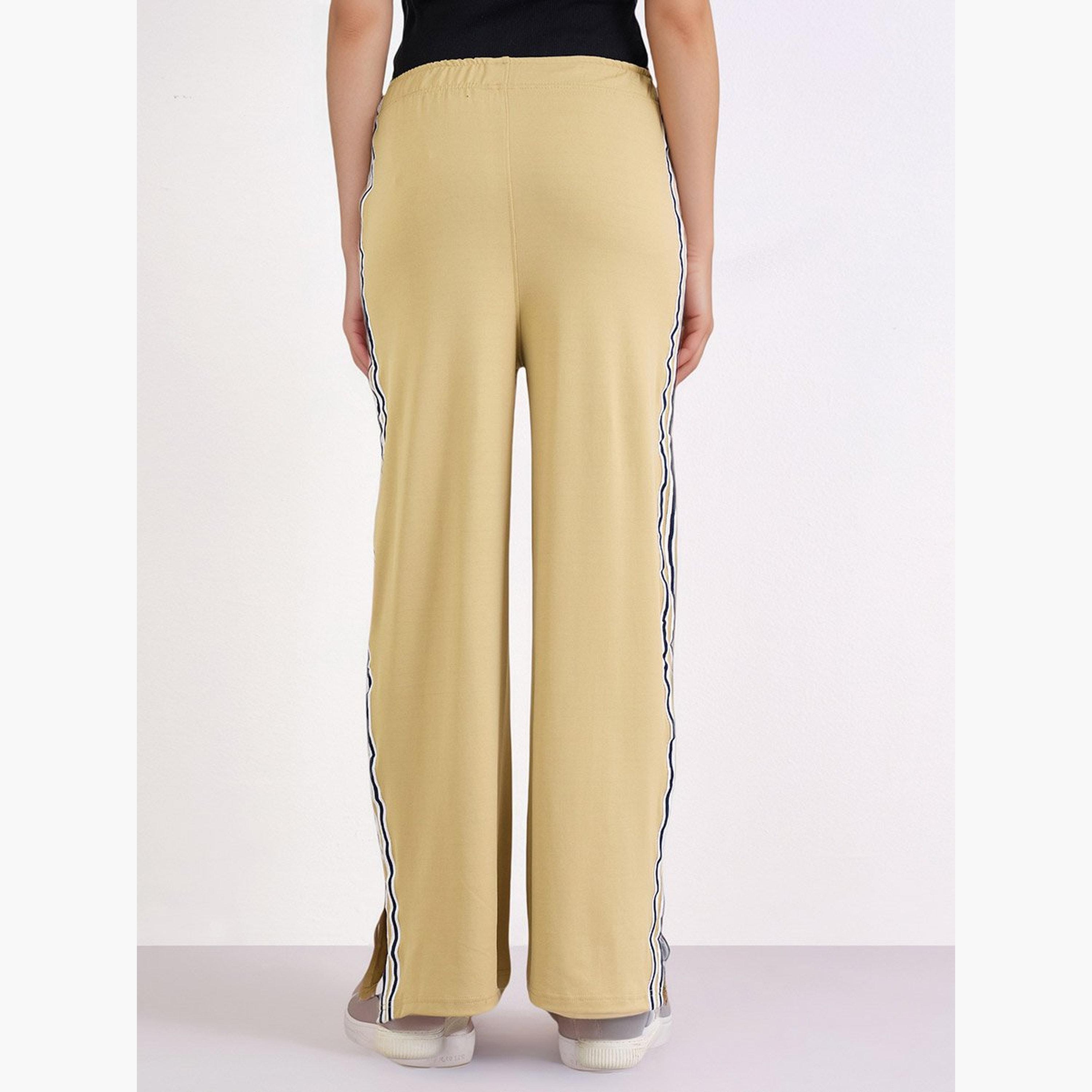 Styli Beige Wide Leg Joggers with Side Taping Detail-women-clothing-bottoms-joggers-image-3
