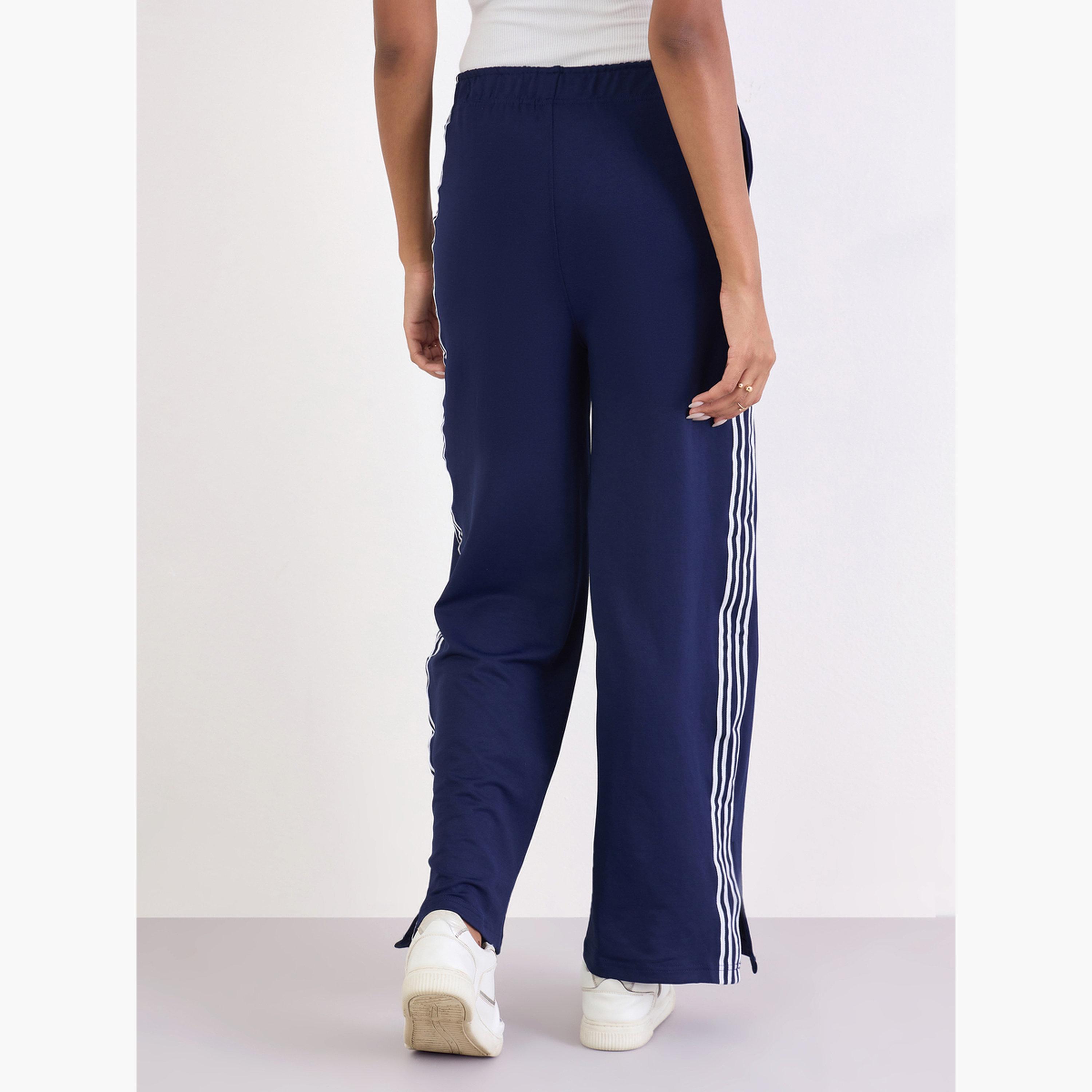 Styli Navy Wide Leg Joggers with Side Taping Detail-women-clothing-bottoms-joggers-image-4