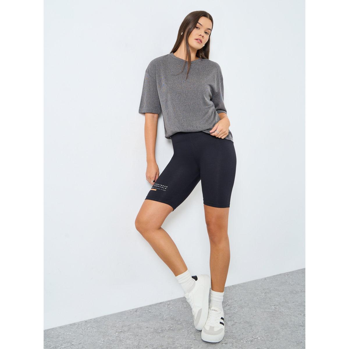 Styli Black Graphic Print Cycling Shorts-women-clothing-bottoms-shorts-image-1