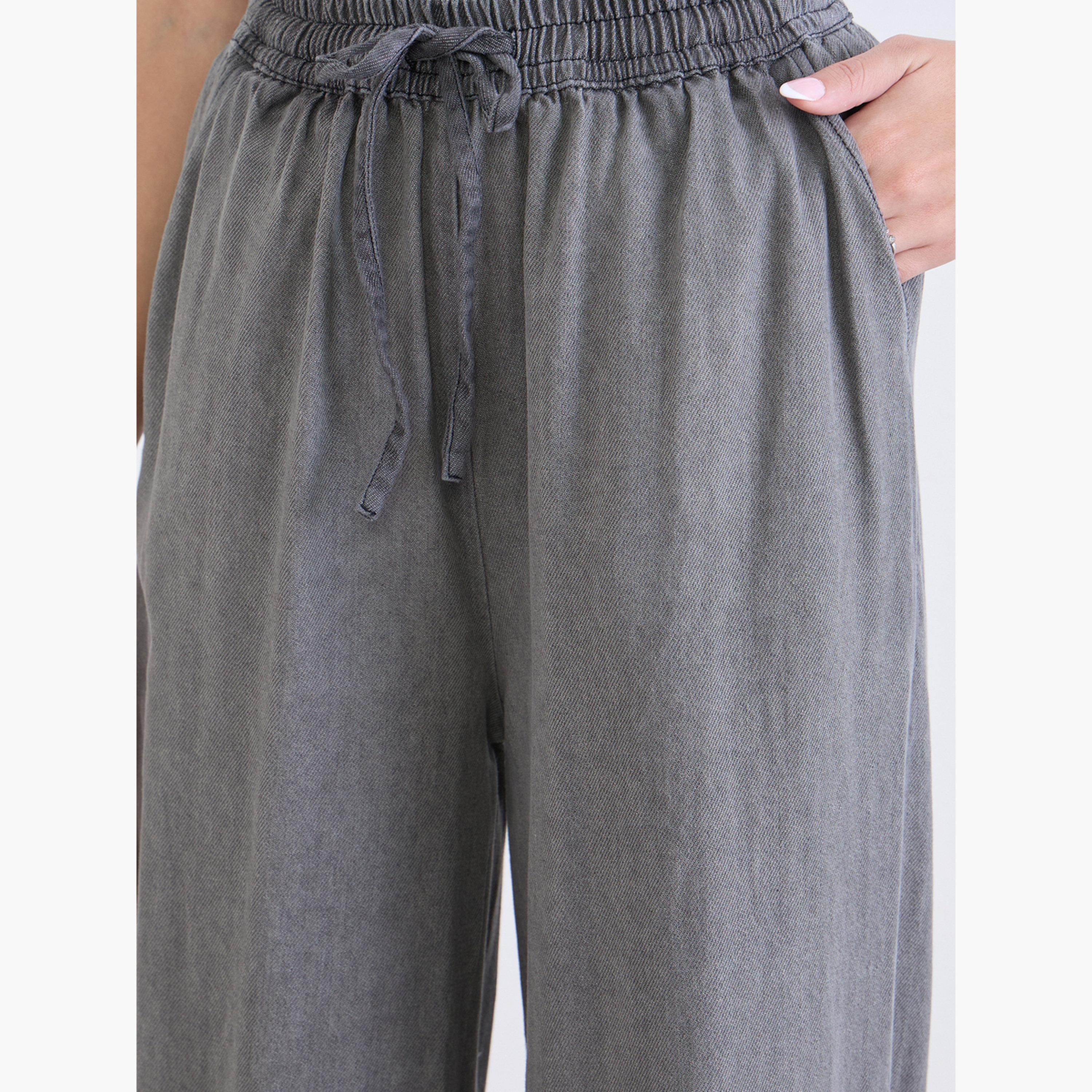 ستايلي - بنطال رمادي واسع الساق للنساء-women-clothing-bottoms-trousers-image-3