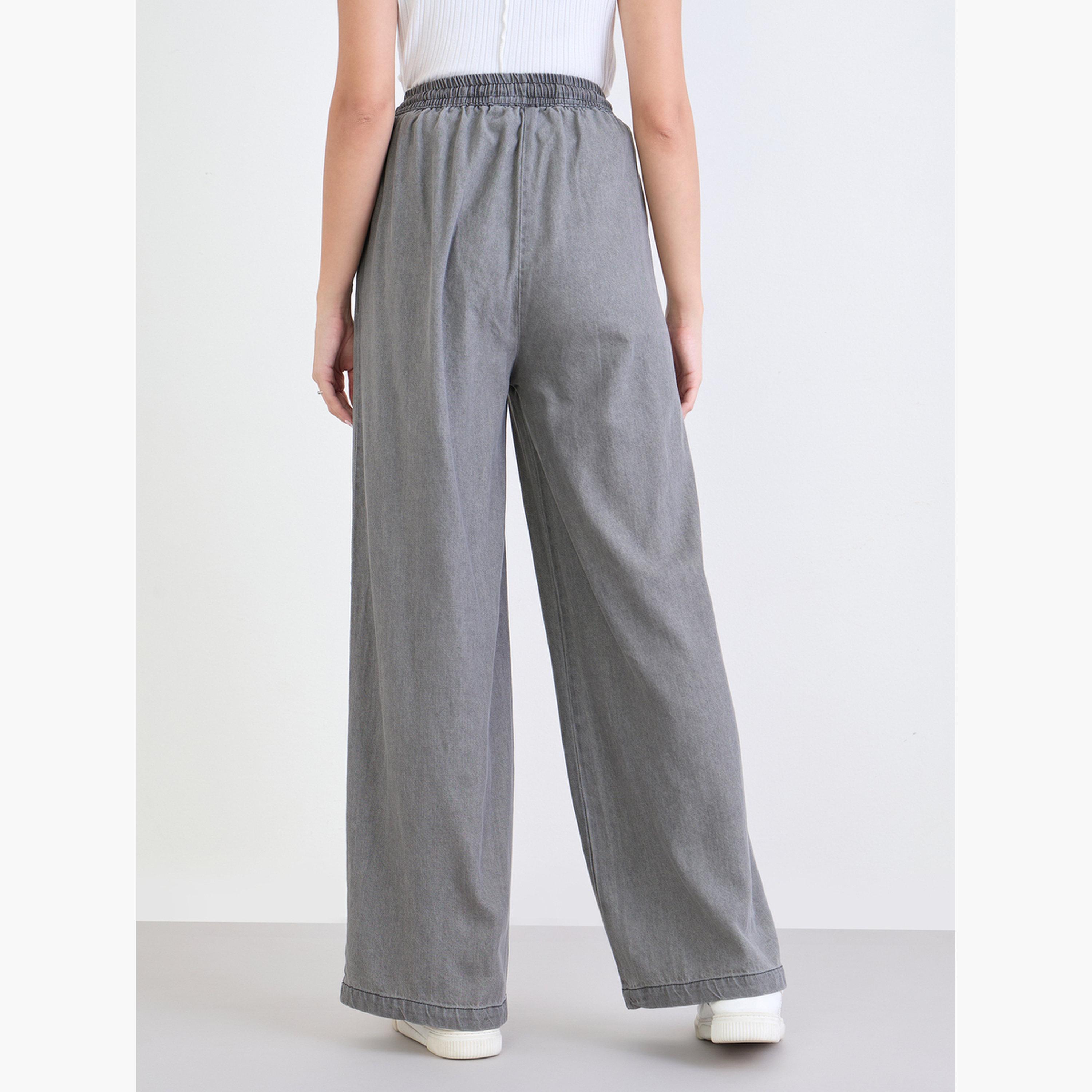 ستايلي - بنطال رمادي واسع الساق للنساء-women-clothing-bottoms-trousers-image-4