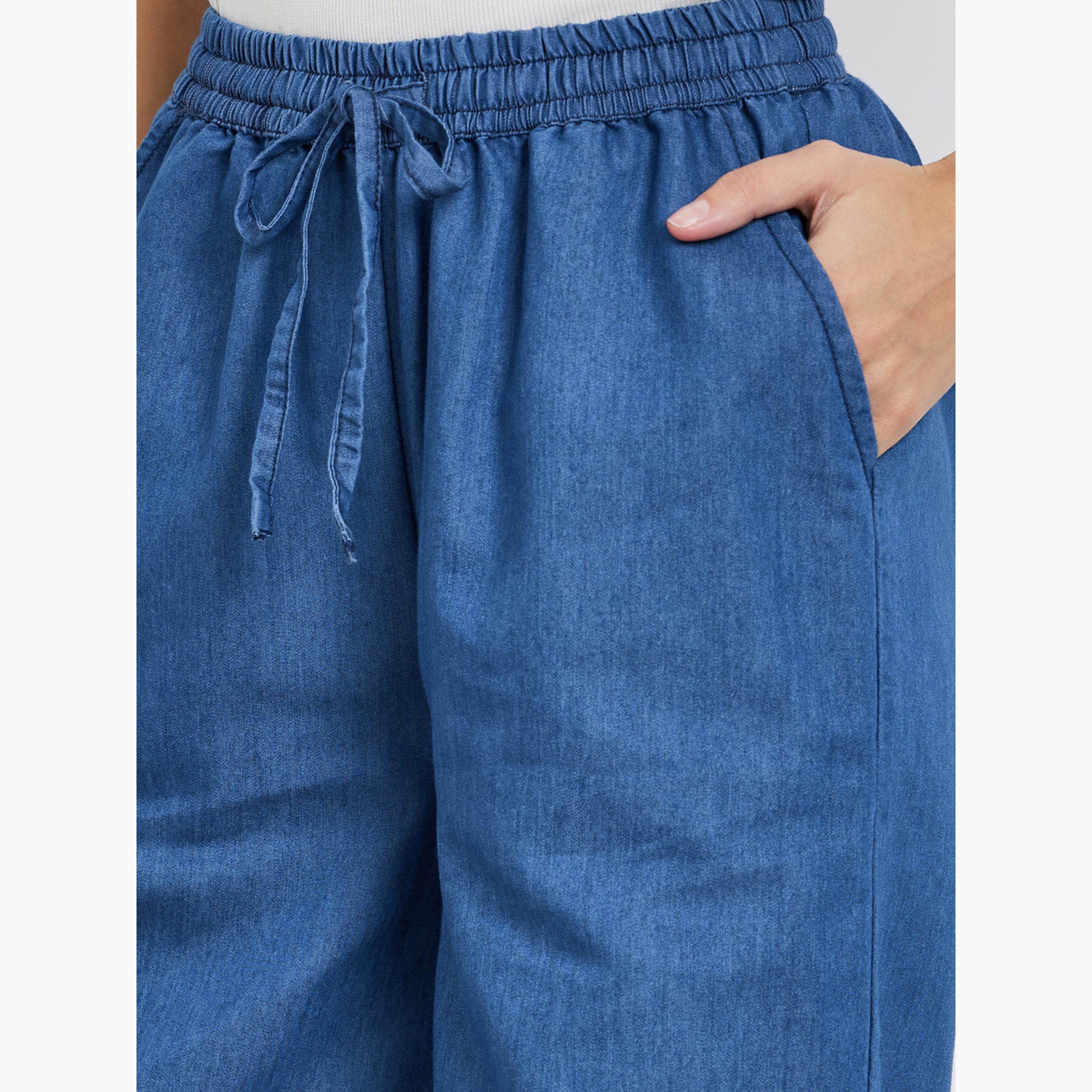Styli Women Blue Denim Look Wide Leg Pants-women-clothing-bottoms-trousers-image-3