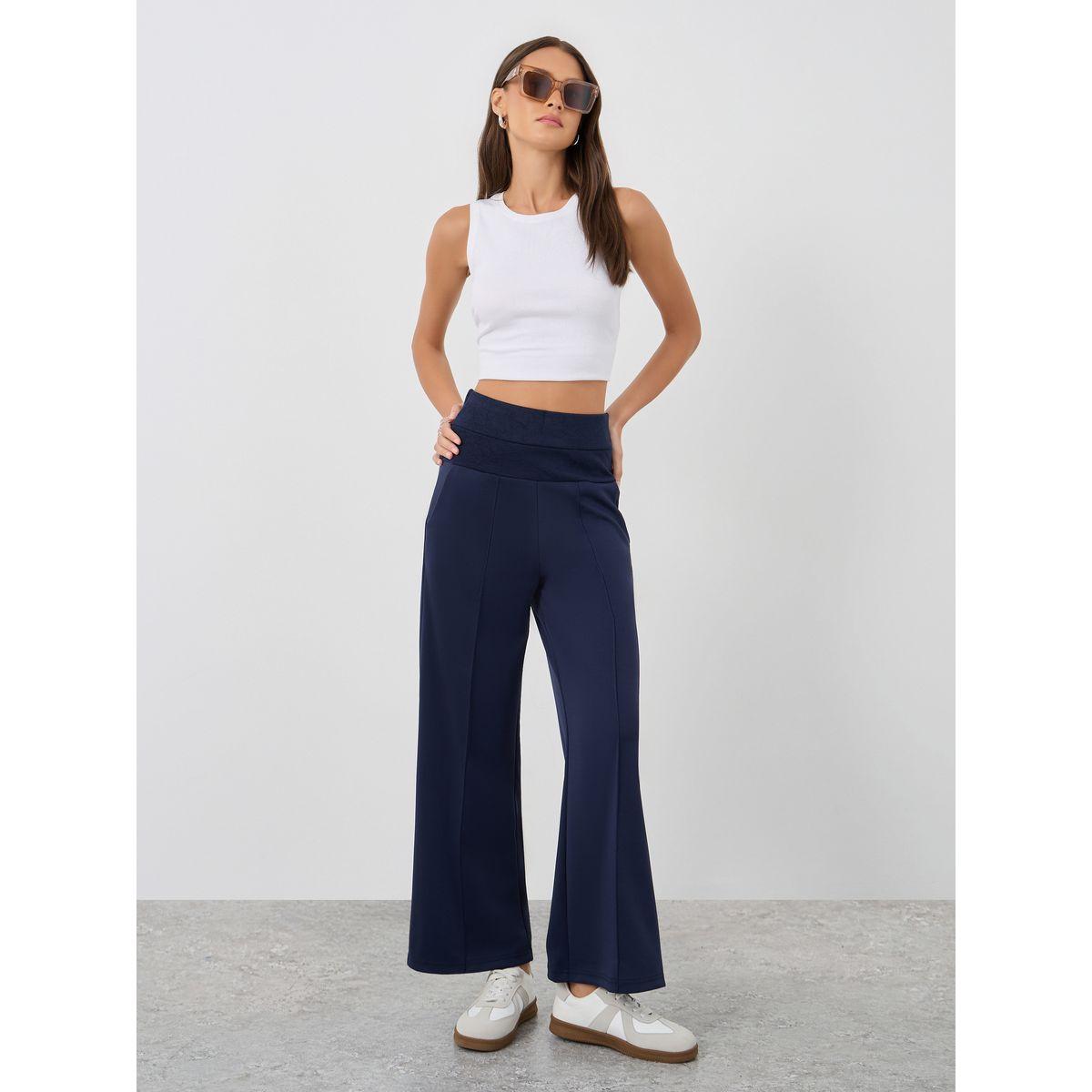 جوغر بخصر عريض مع تفاصيل مدروزة-women-clothing-bottoms-joggers-image-1