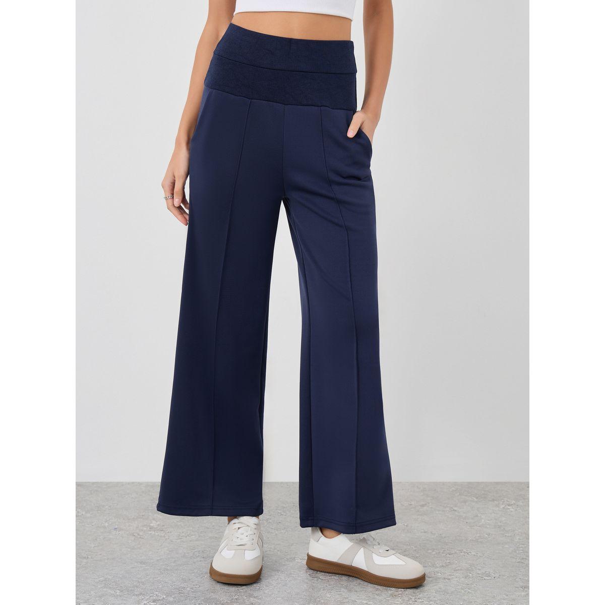 جوغر بخصر عريض مع تفاصيل مدروزة-women-clothing-bottoms-joggers-image-2