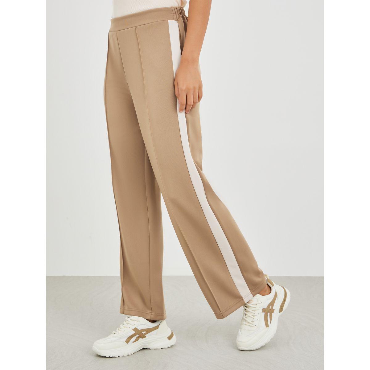 Styli Scuba Wide Leg Joggers with Side Seam Panel-women-clothing-bottoms-joggers-image-2