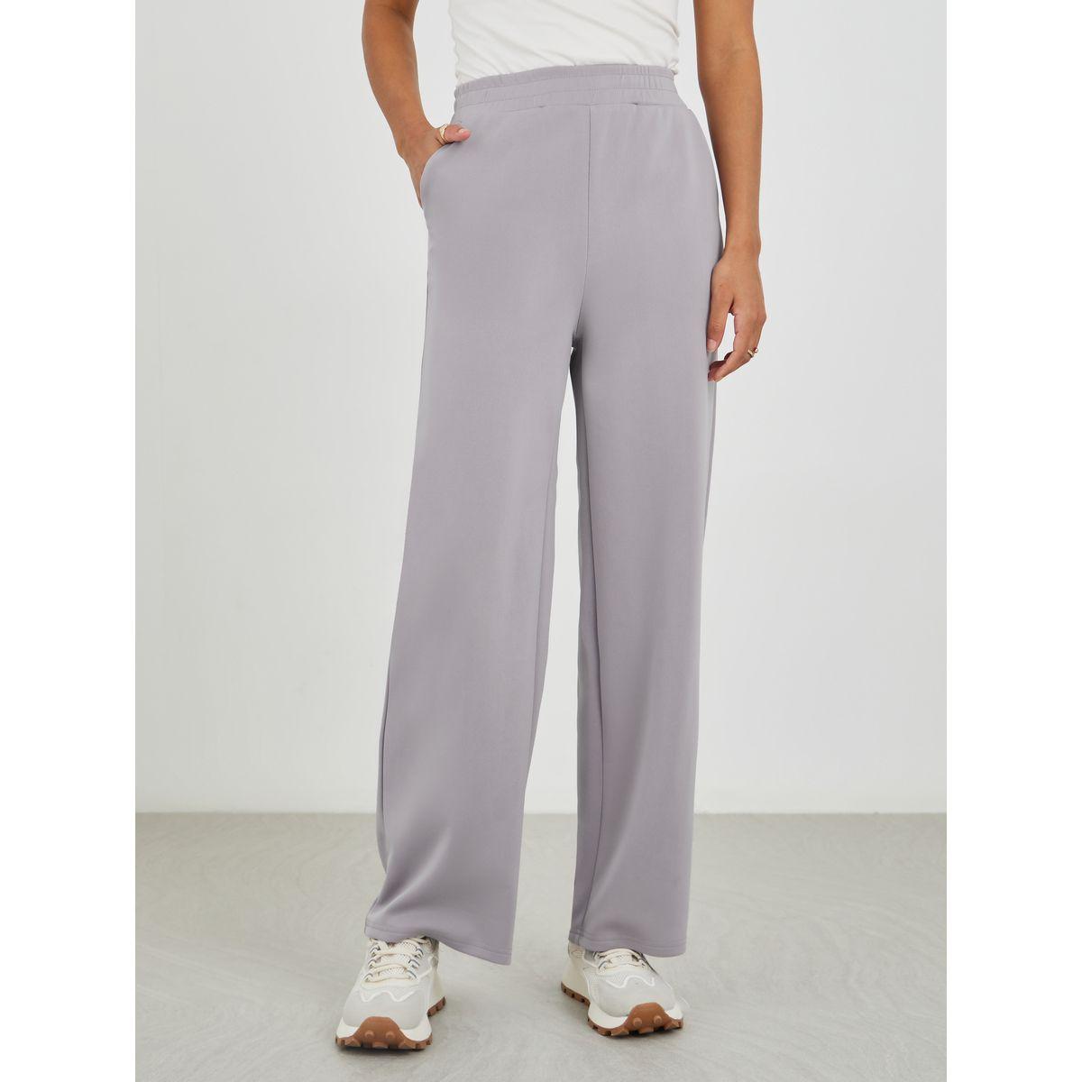 Styli Scuba Wide Leg Elasticated Waistband Joggers-women-clothing-bottoms-joggers-image-2