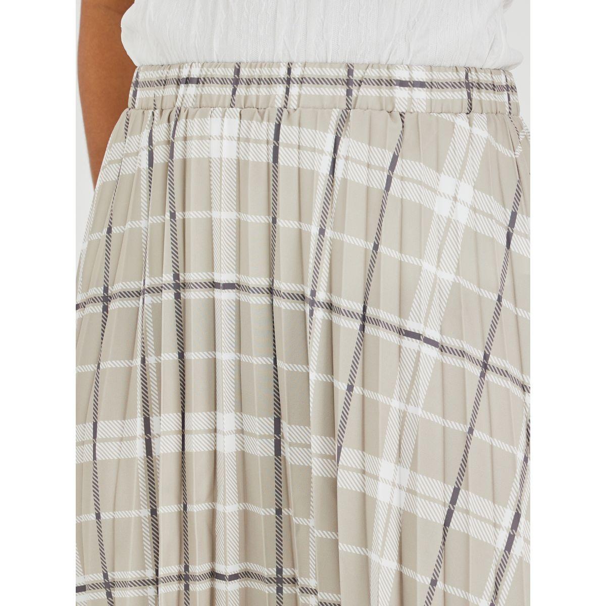Styli Checked Print Pleated A-Line Midi Skirt-women-clothing-bottoms-skirts-image-3