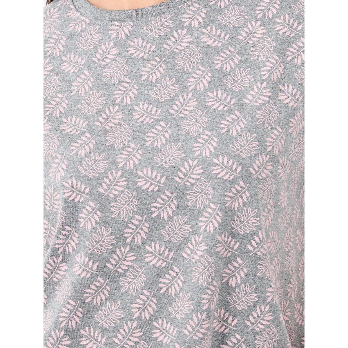 Styli Leaf Print Dropped Shoulder Cotton T-Shirt and Pyjama Set-women-clothing-nightwear-pyjamas-longsets-image-4