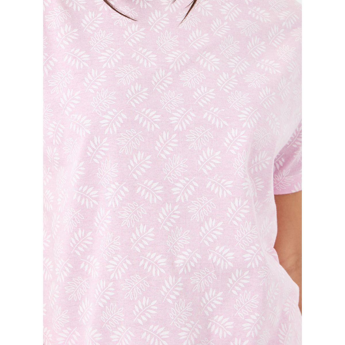 Styli Leaf Print Dropped Shoulder Cotton T-Shirt and Pyjama Set-women-clothing-nightwear-pyjamas-longsets-image-4