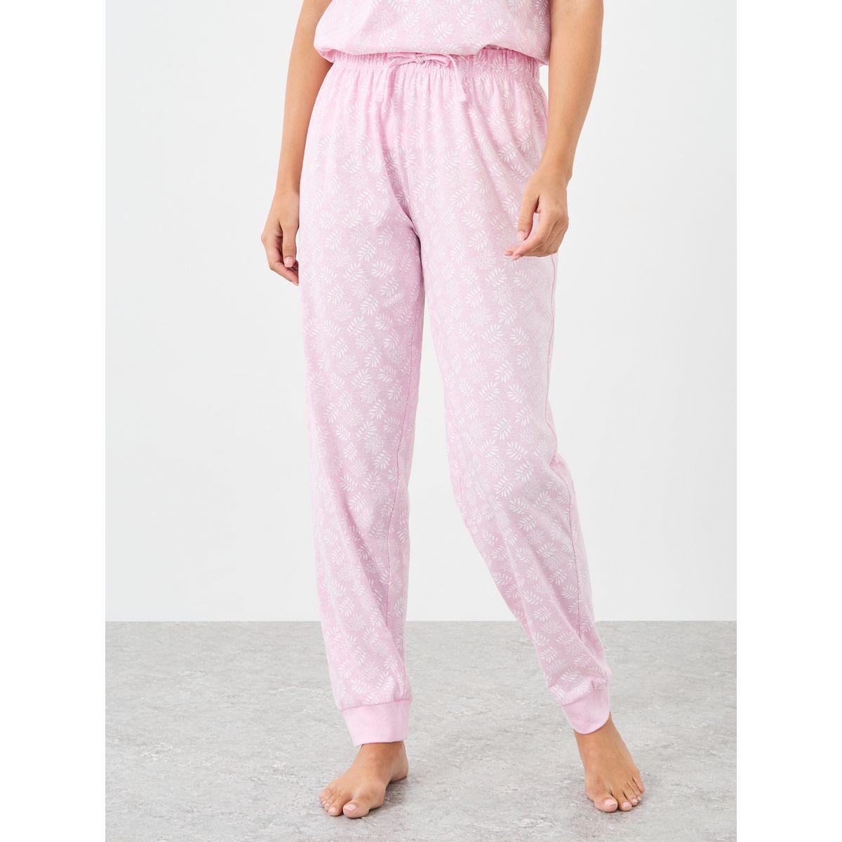 Styli Leaf Print Dropped Shoulder Cotton T-Shirt and Pyjama Set-women-clothing-nightwear-pyjamas-longsets-image-6