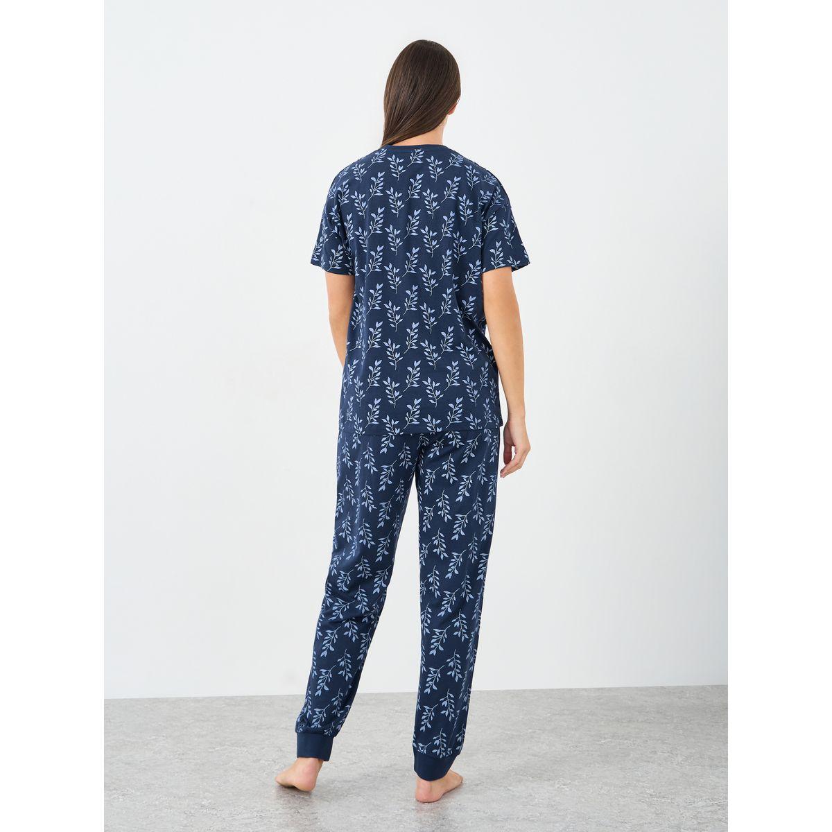 Styli Cotton Floral Dropped Shoulder T-Shirt and Pyjama Set-women-clothing-nightwear-pyjamas-longsets-image-5