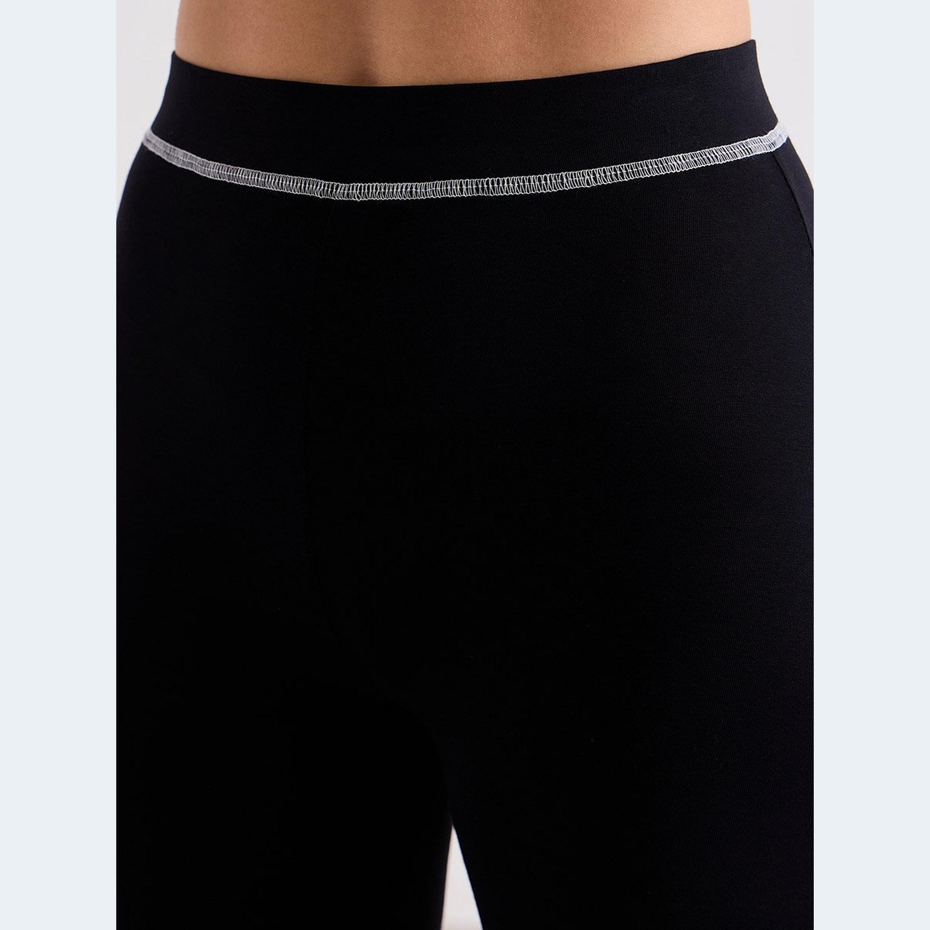 ستايلي - تي شيرت وبنطال ضيق بحياكة أوفرلوك مقاس كبير للنساء أسود-women-clothing-coordsets-image-6
