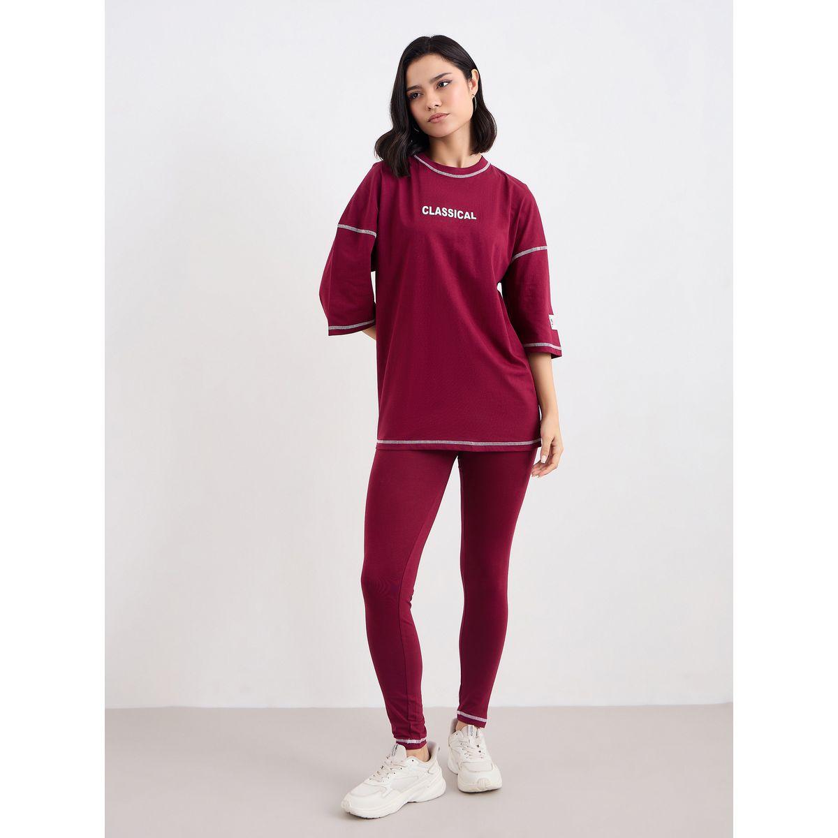 طقم منسق من ليقنز مع تيشيرت فضفاض بأكمام قصيرة-women-clothing-coordsets-image-2