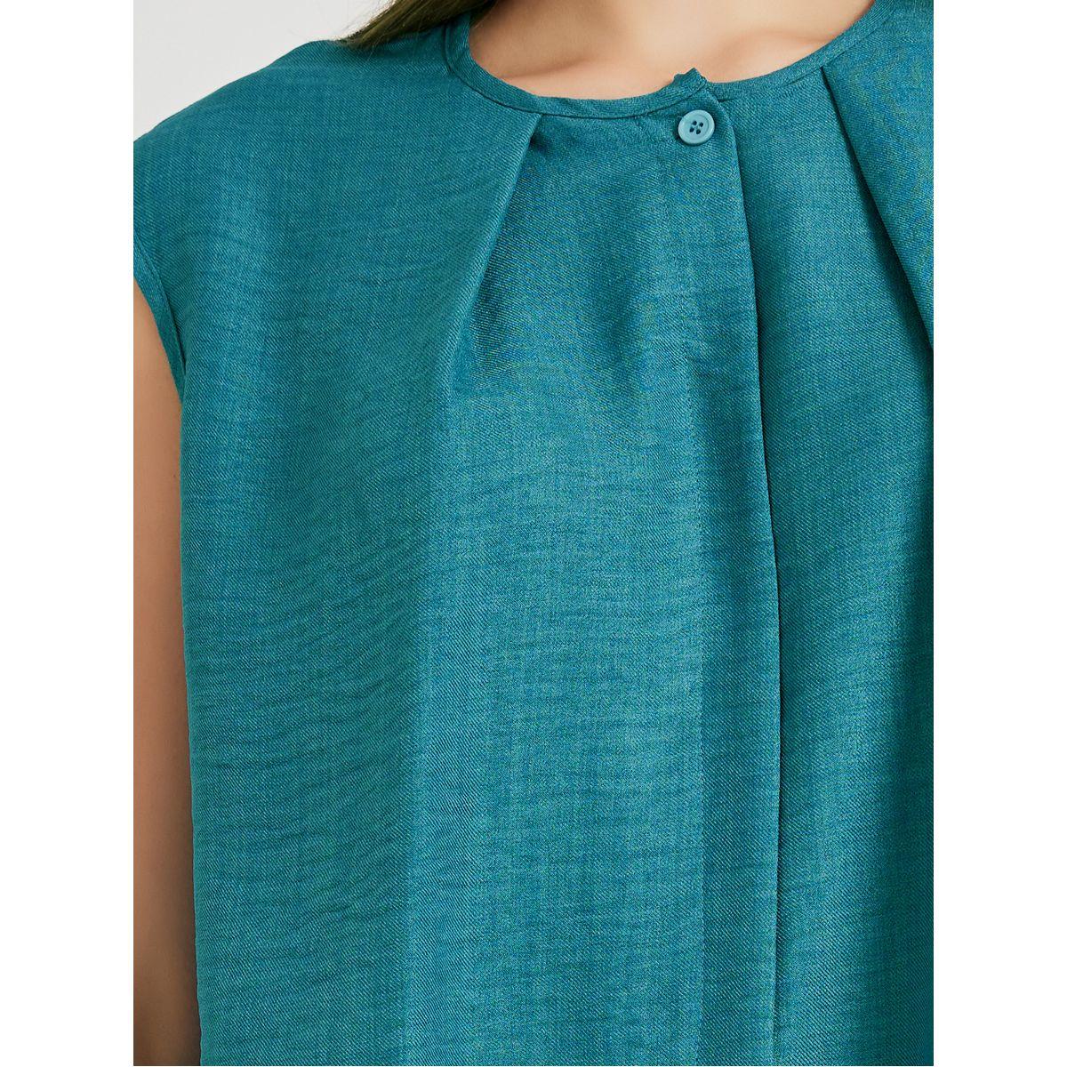Styli Solid Pleated Sleeveless Round Neck Top-women-clothing-shirtsandblouses-blouses-image-3