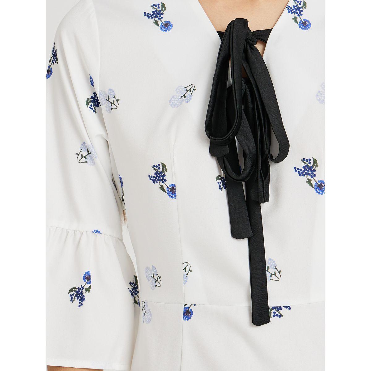 Styli Floral Print Ruffled Hem Maxi Dress with Tie-Up Detail-women-clothing-dresses-image-4